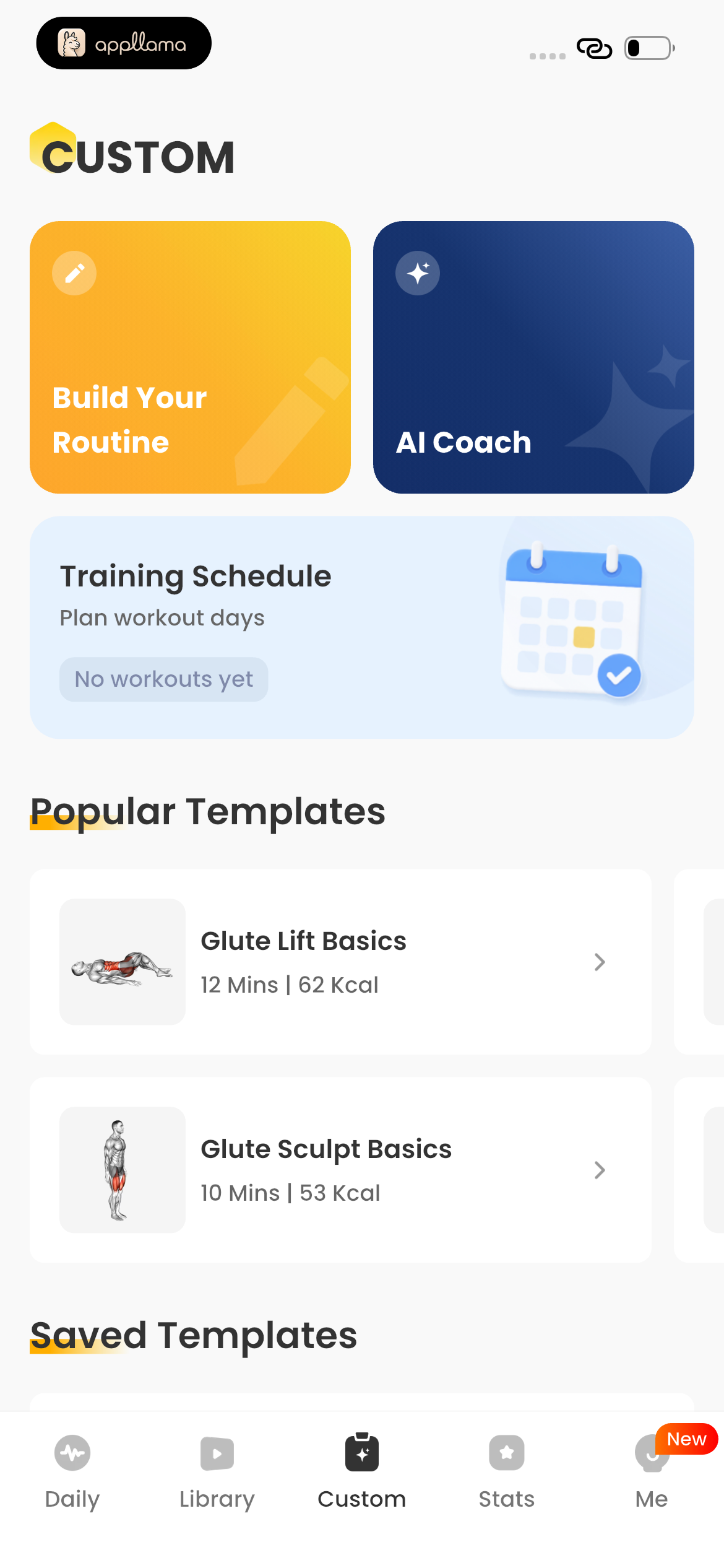 Custom Workout Home