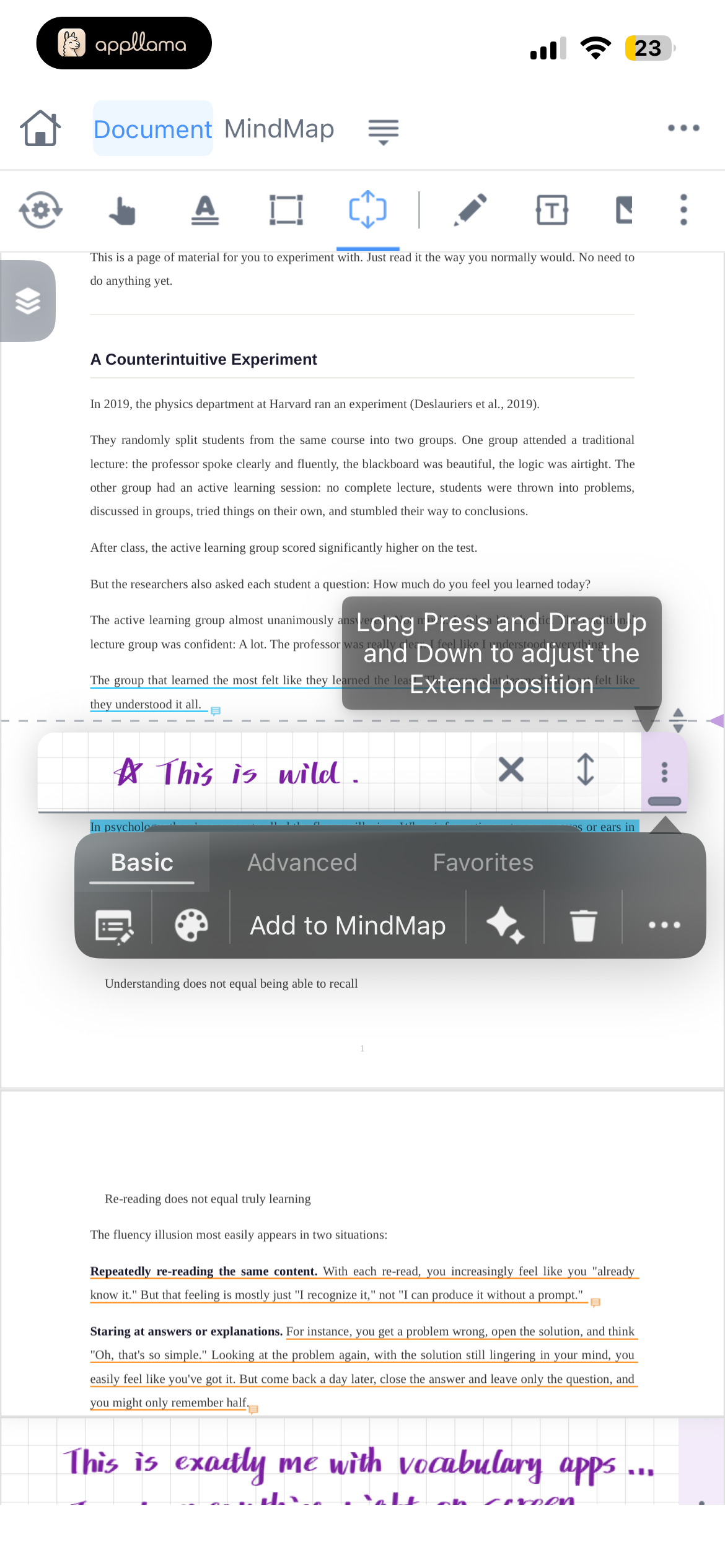 Excerpt Action Menu