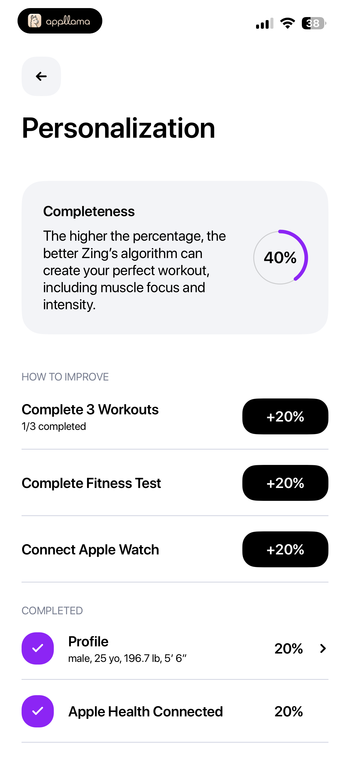 Personalization Progress