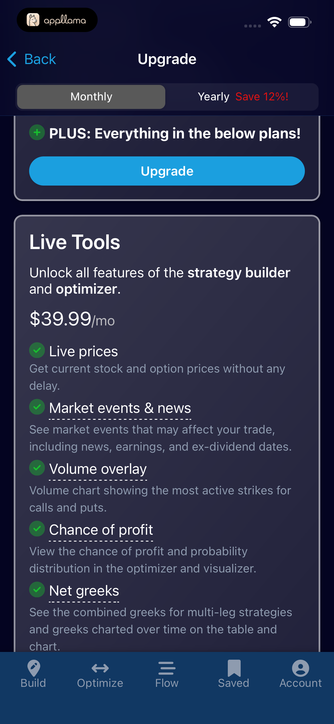 Monthly Live Tools Plan