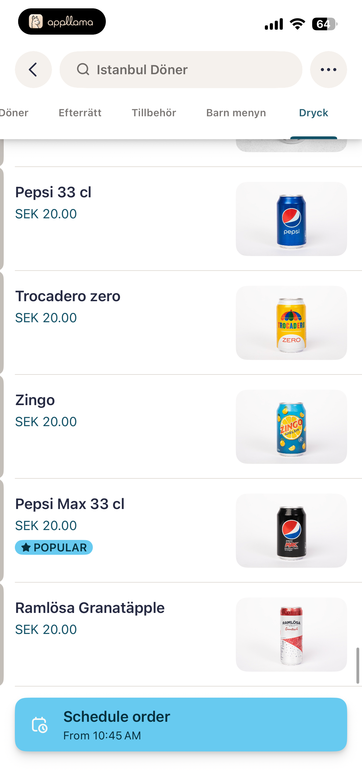Drinks Menu
