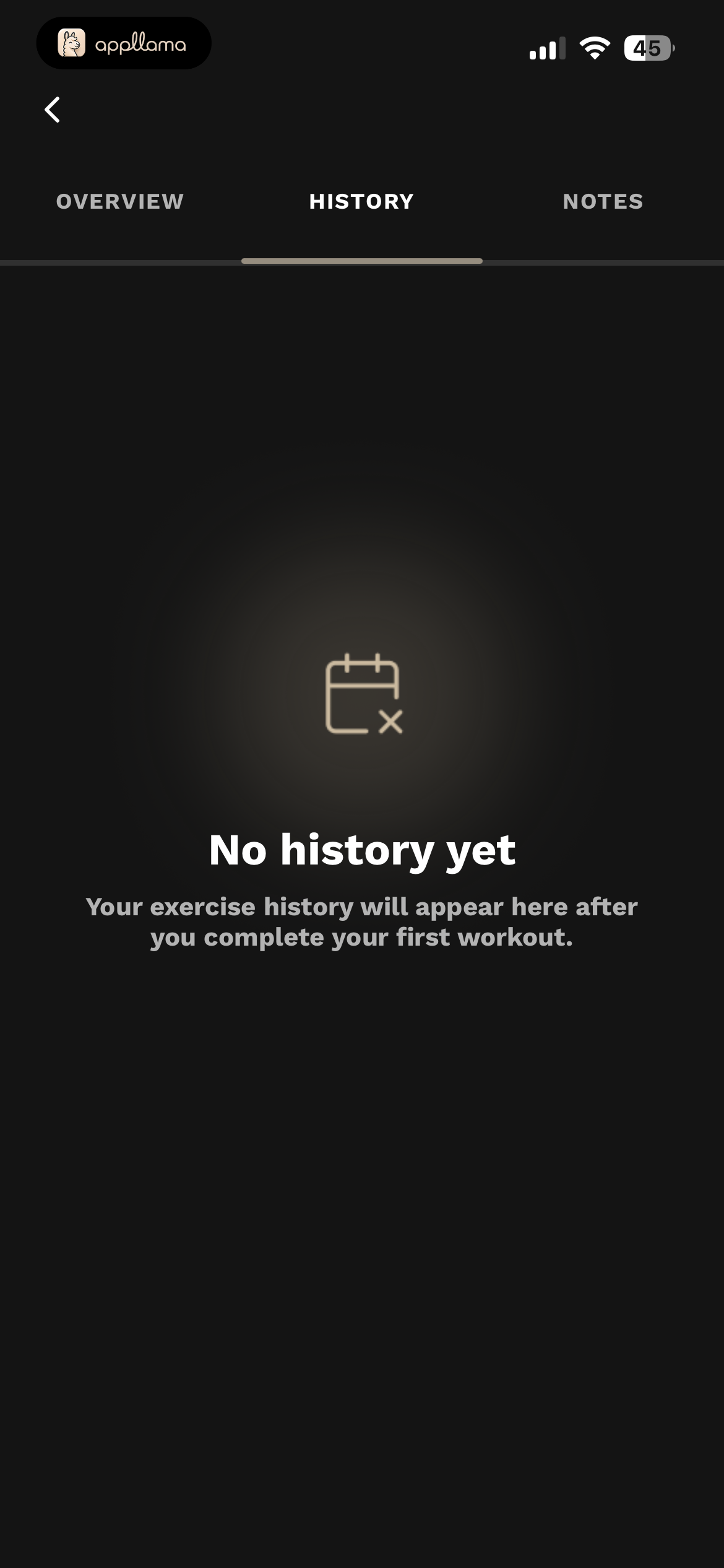 Workout History Empty