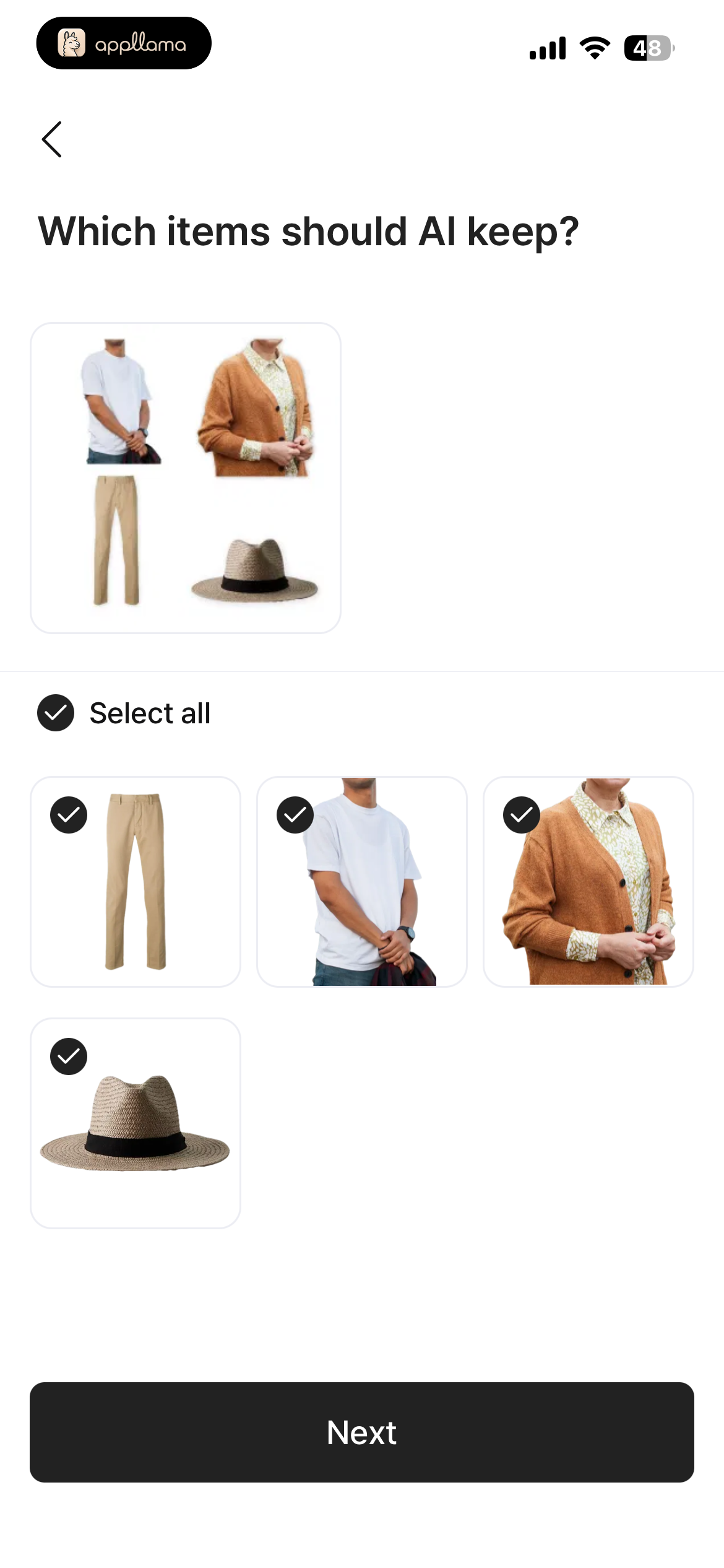 Choose Items To Keep