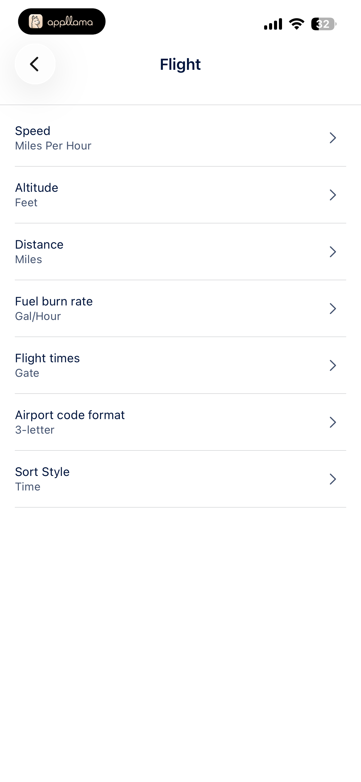 Flight Settings