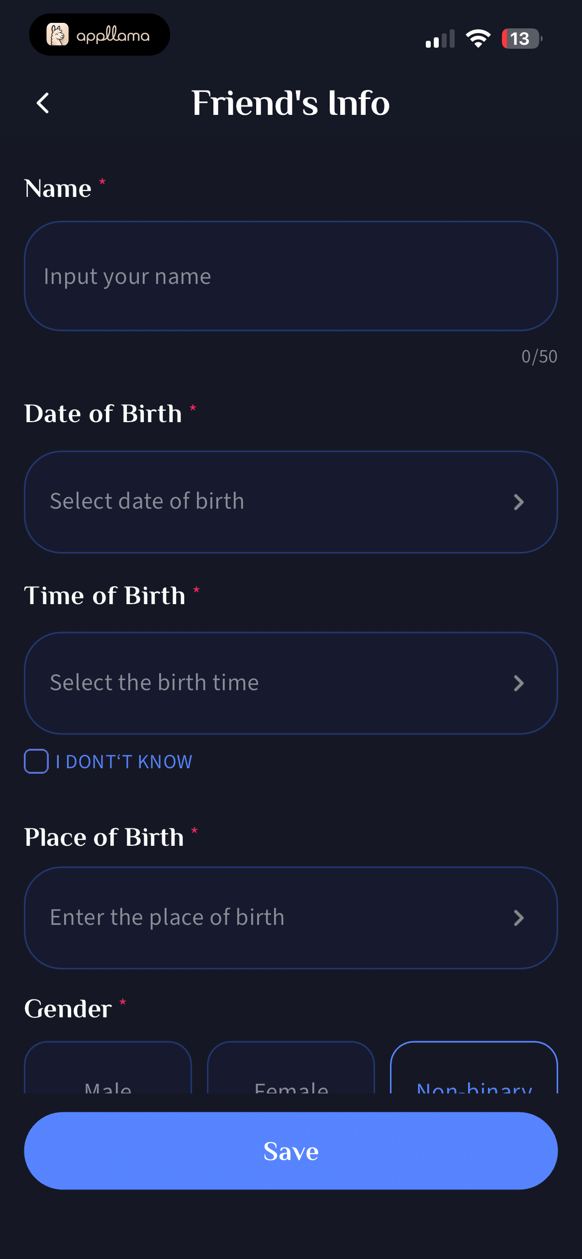 Friend Birth Info