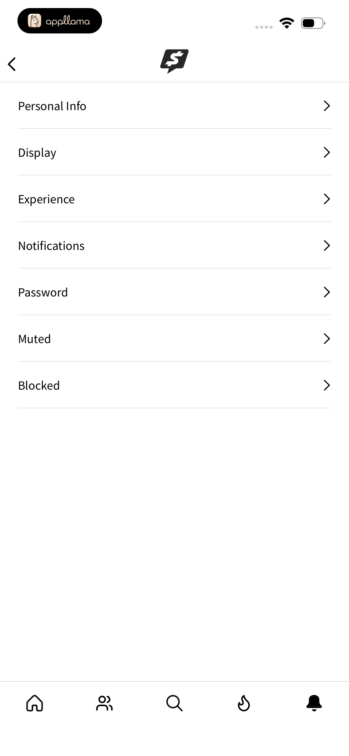 Account Settings List