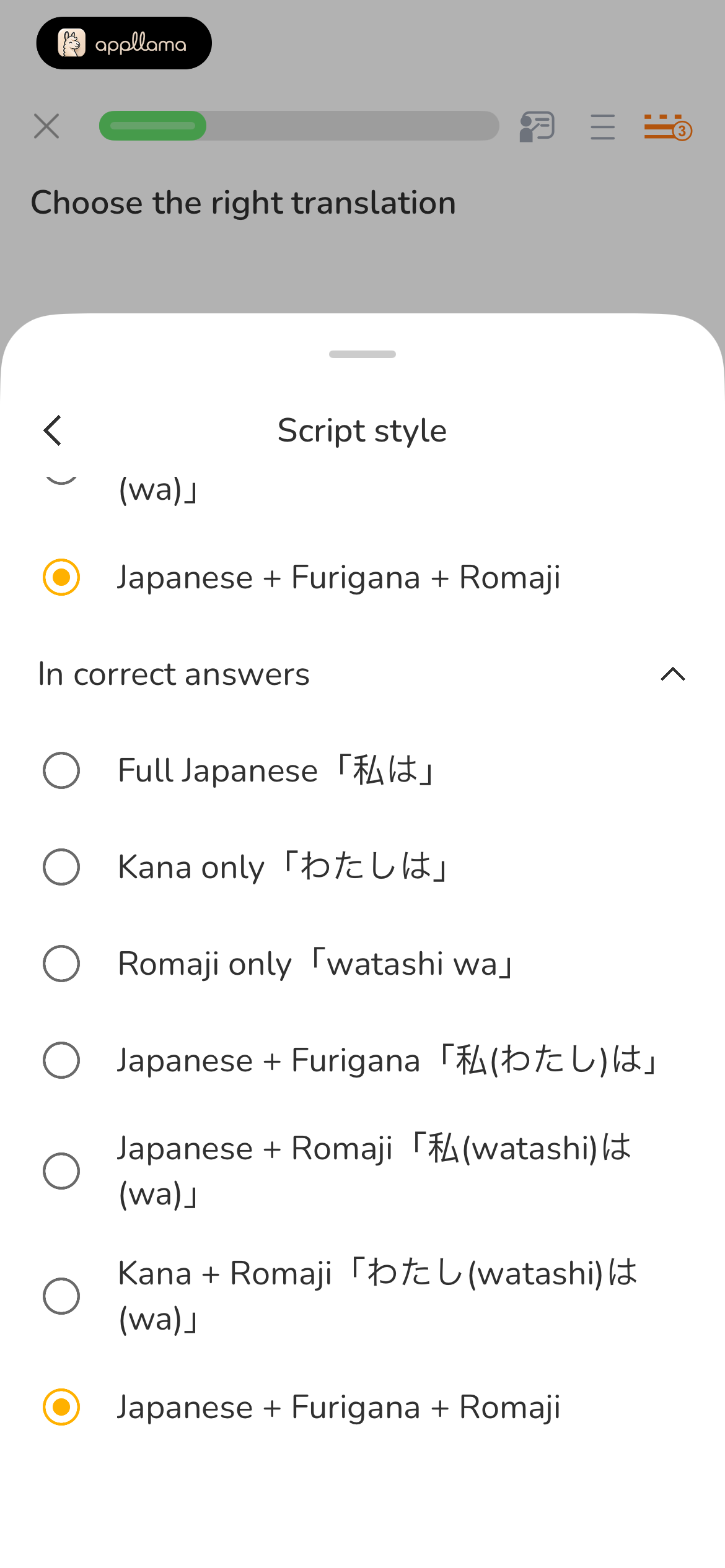 Script Style Selected