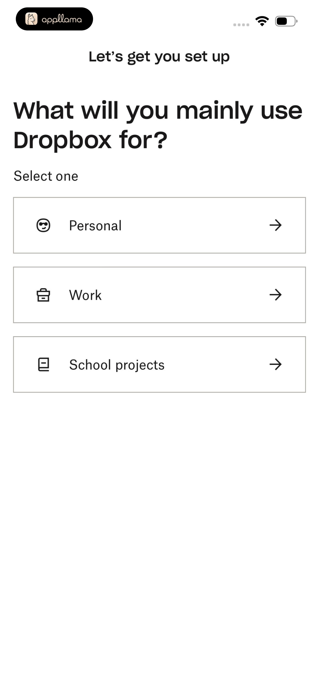 Usage Type Selection