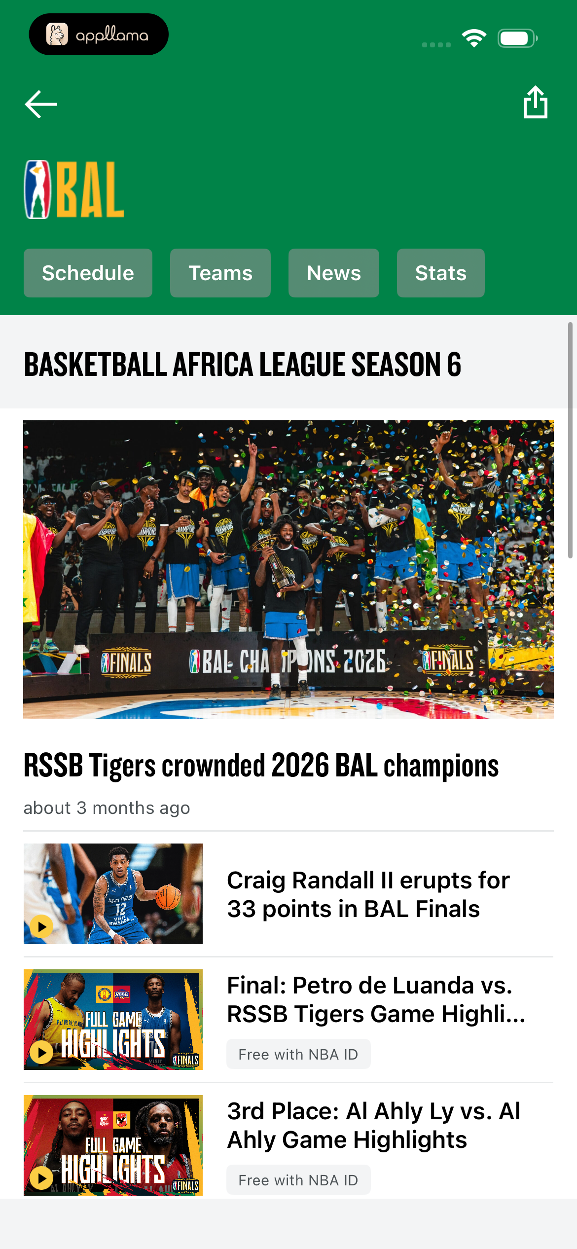 BAL League Hub
