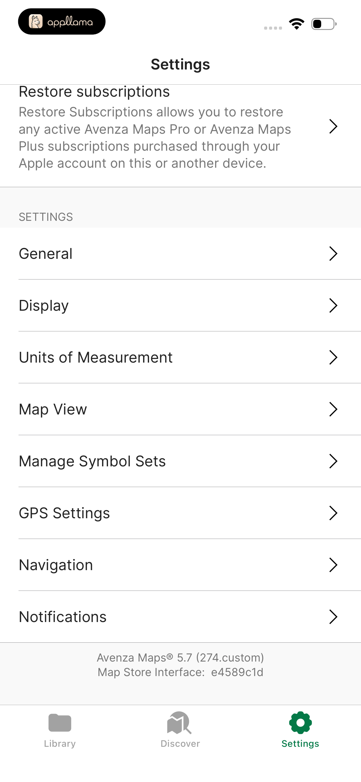 Settings More