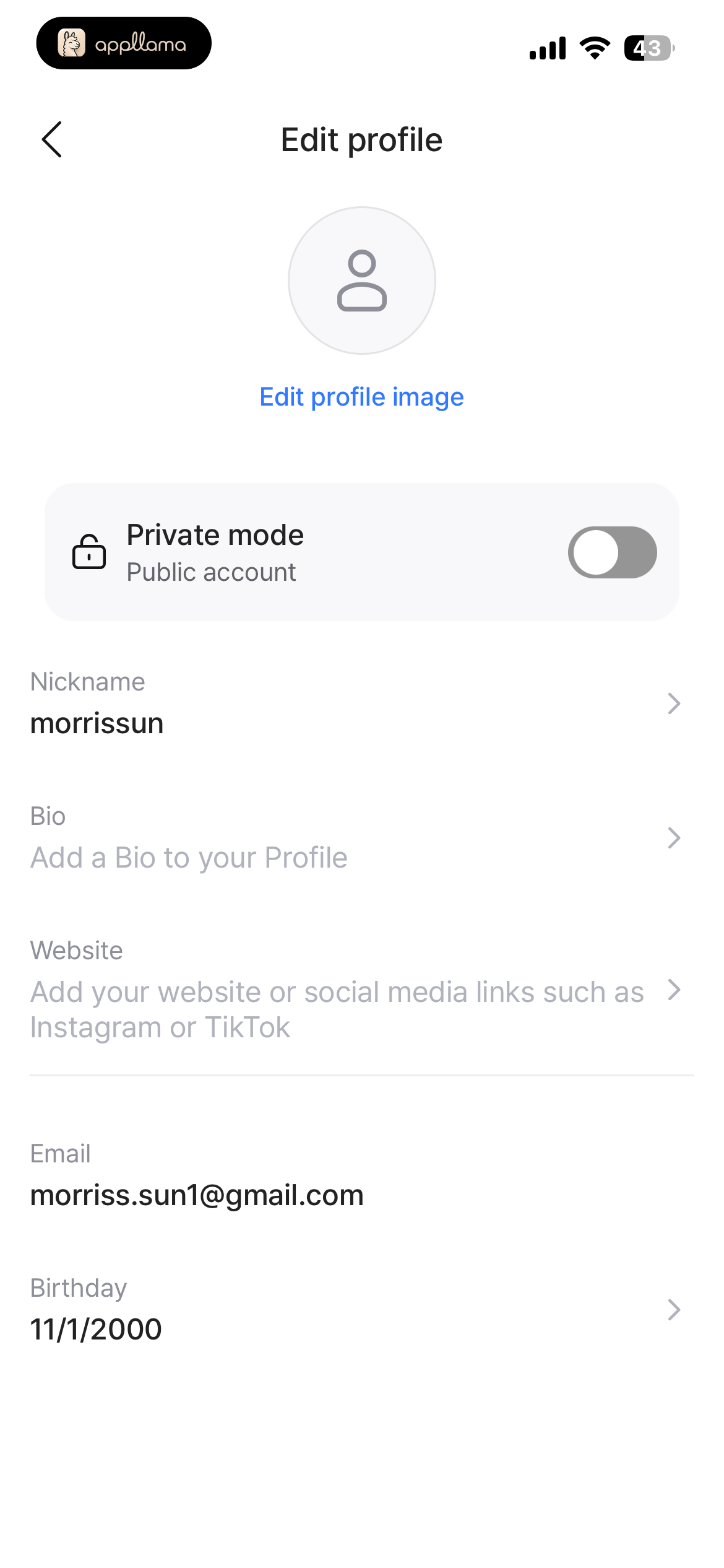Edit Profile