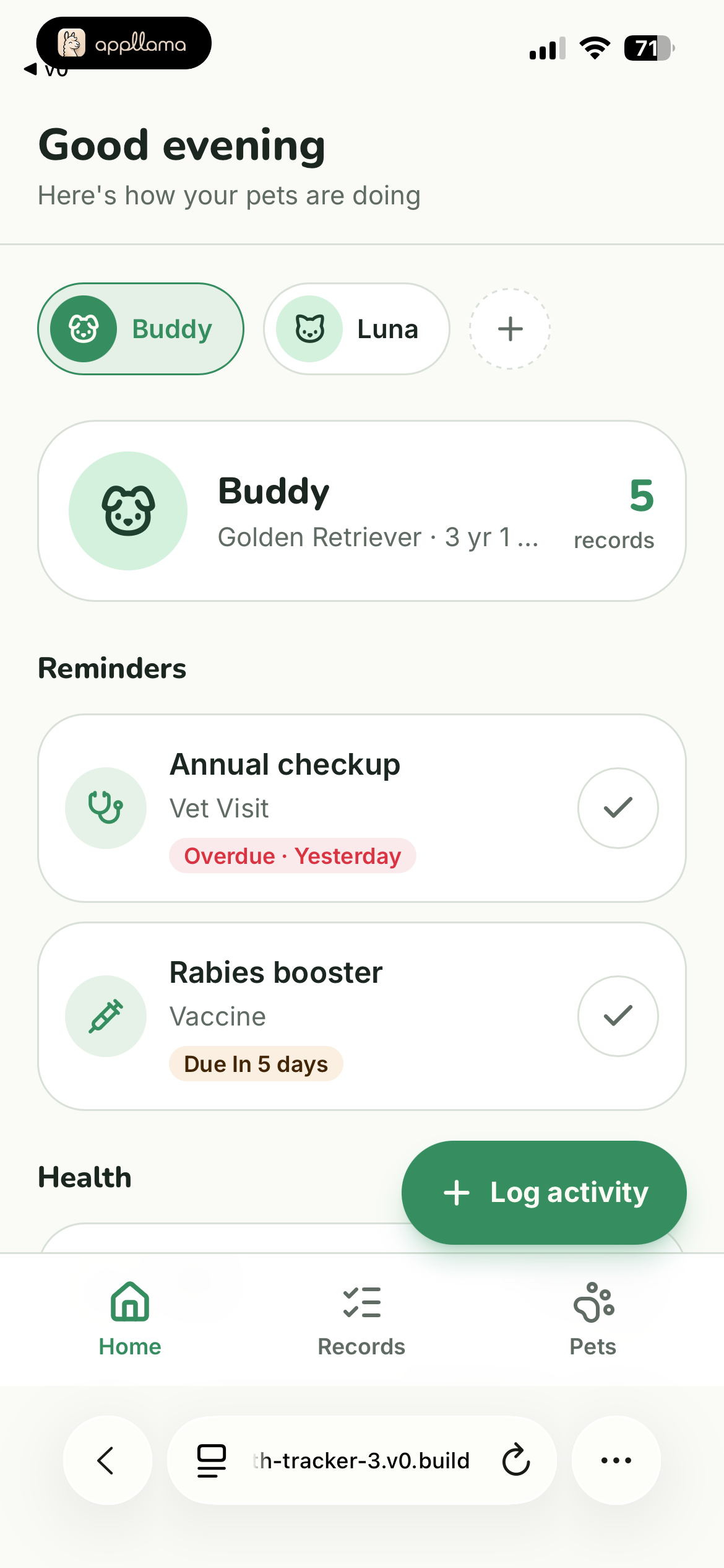 Pet Health Home