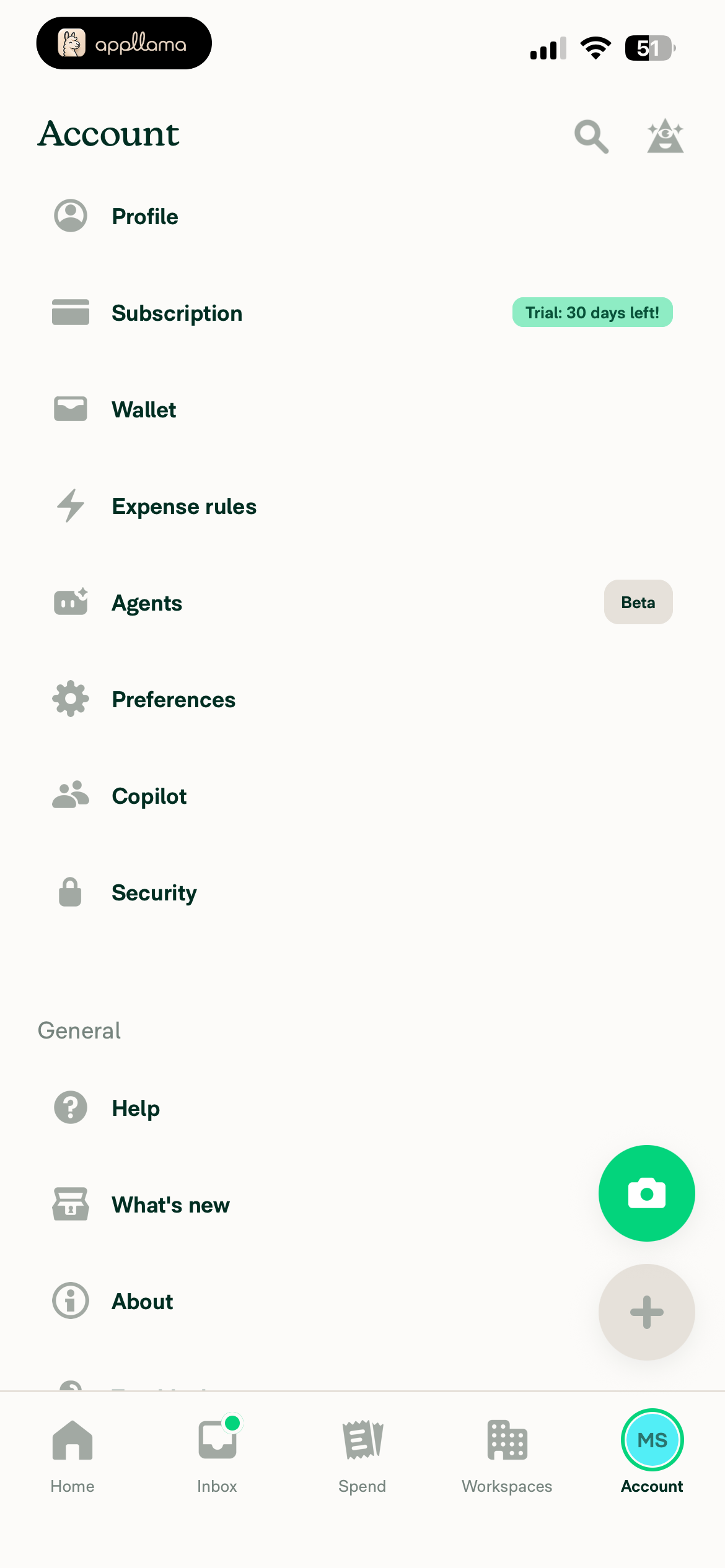 Account Menu