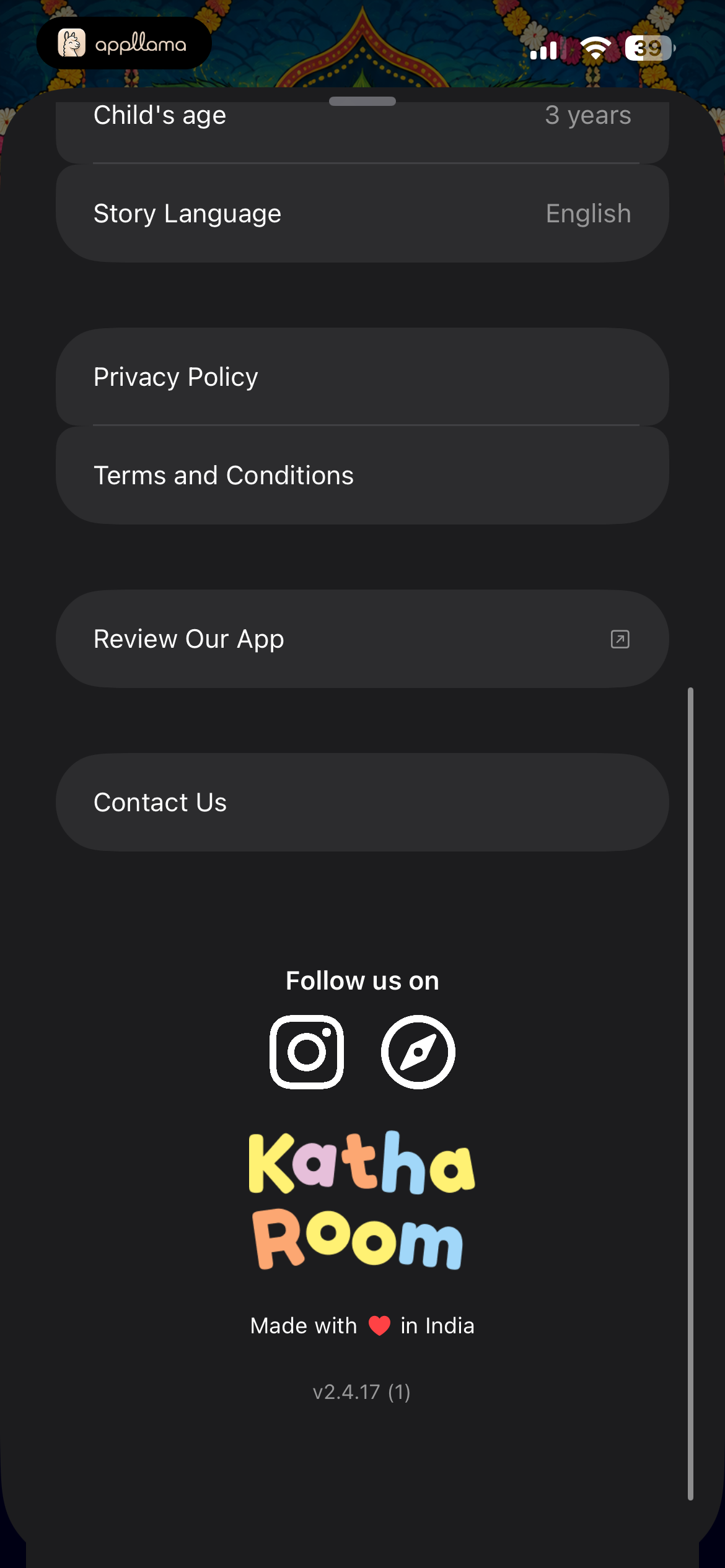Settings Footer