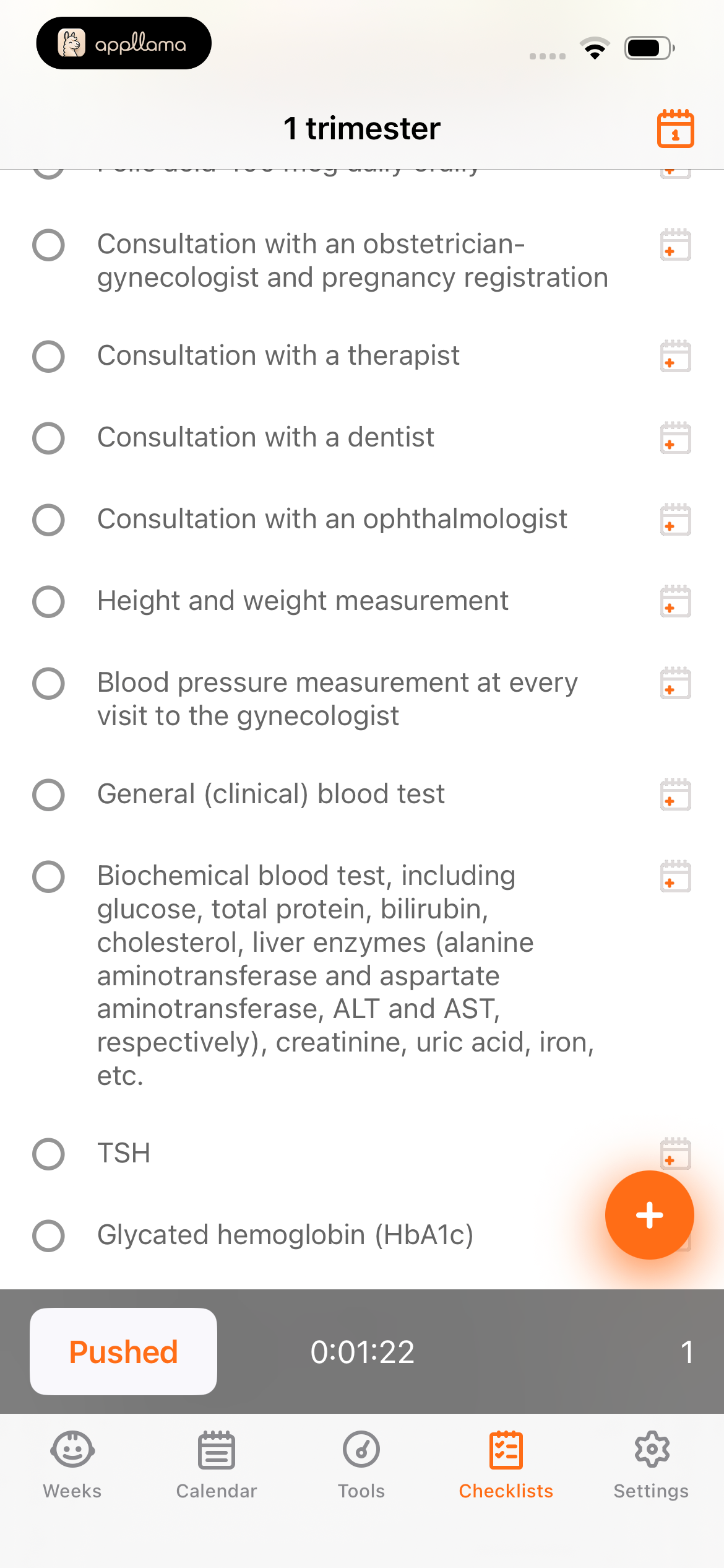 First Trimester List