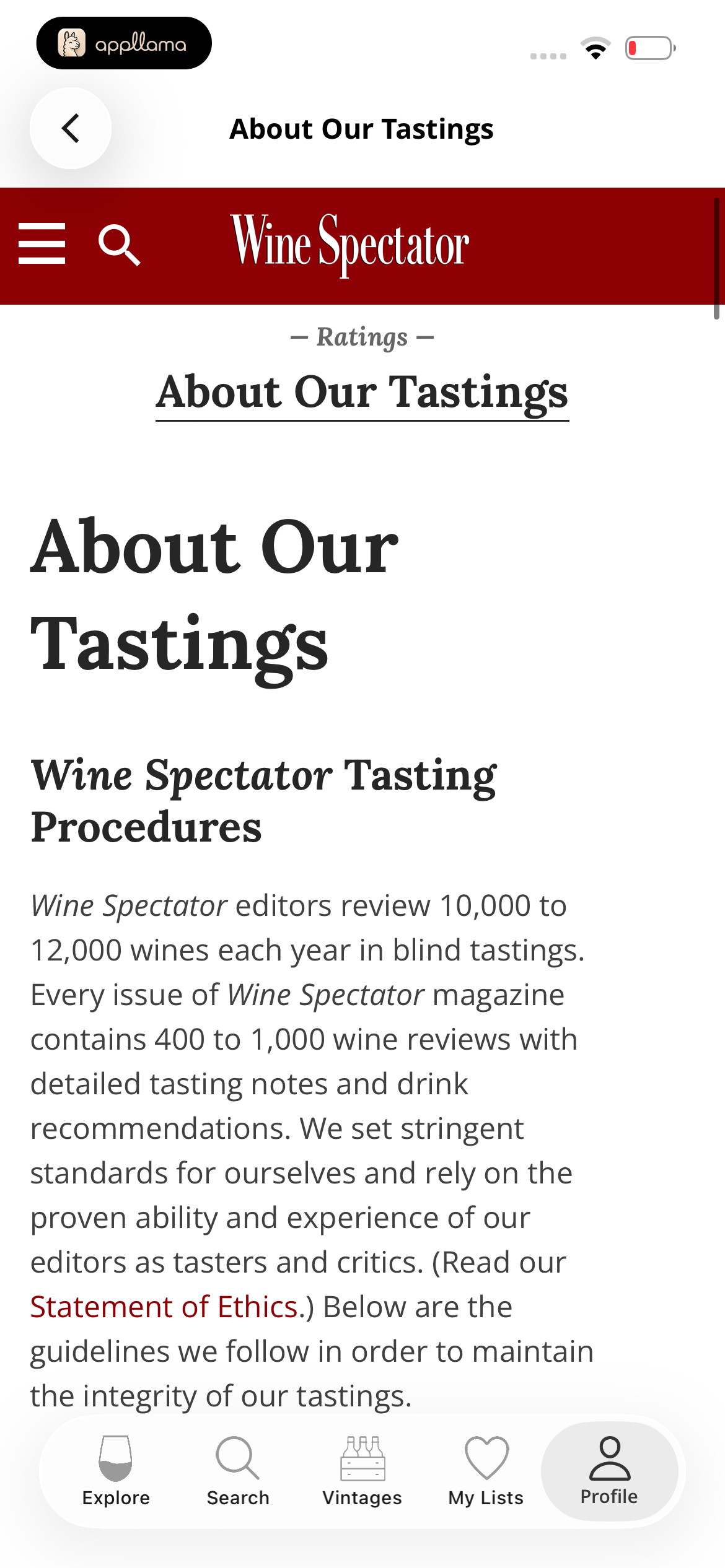 About Our Tastings