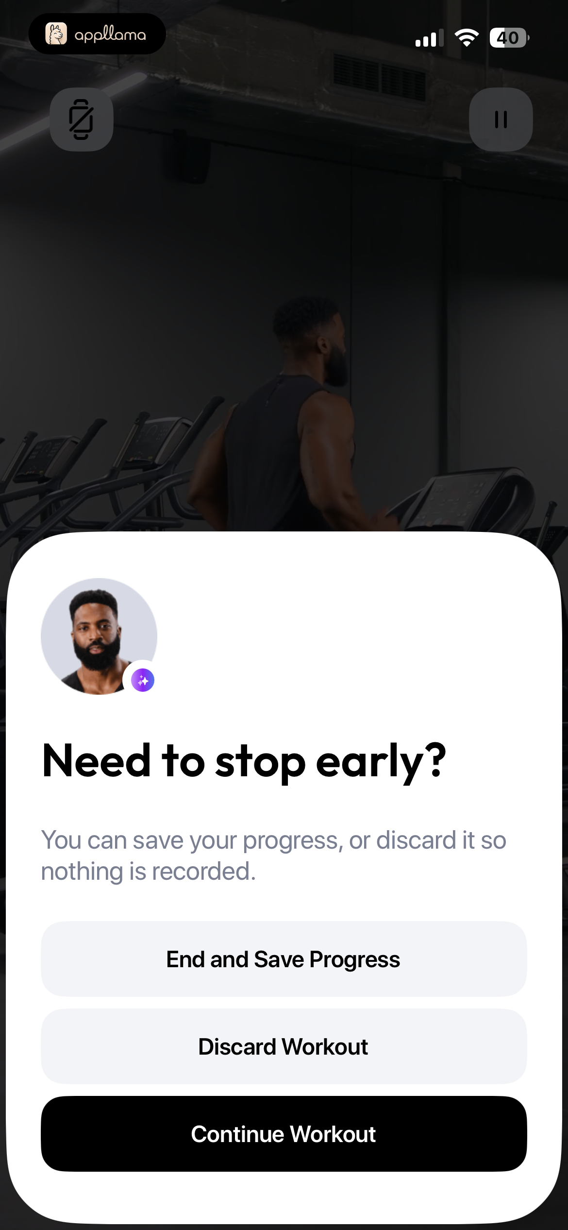 End Workout Confirmation