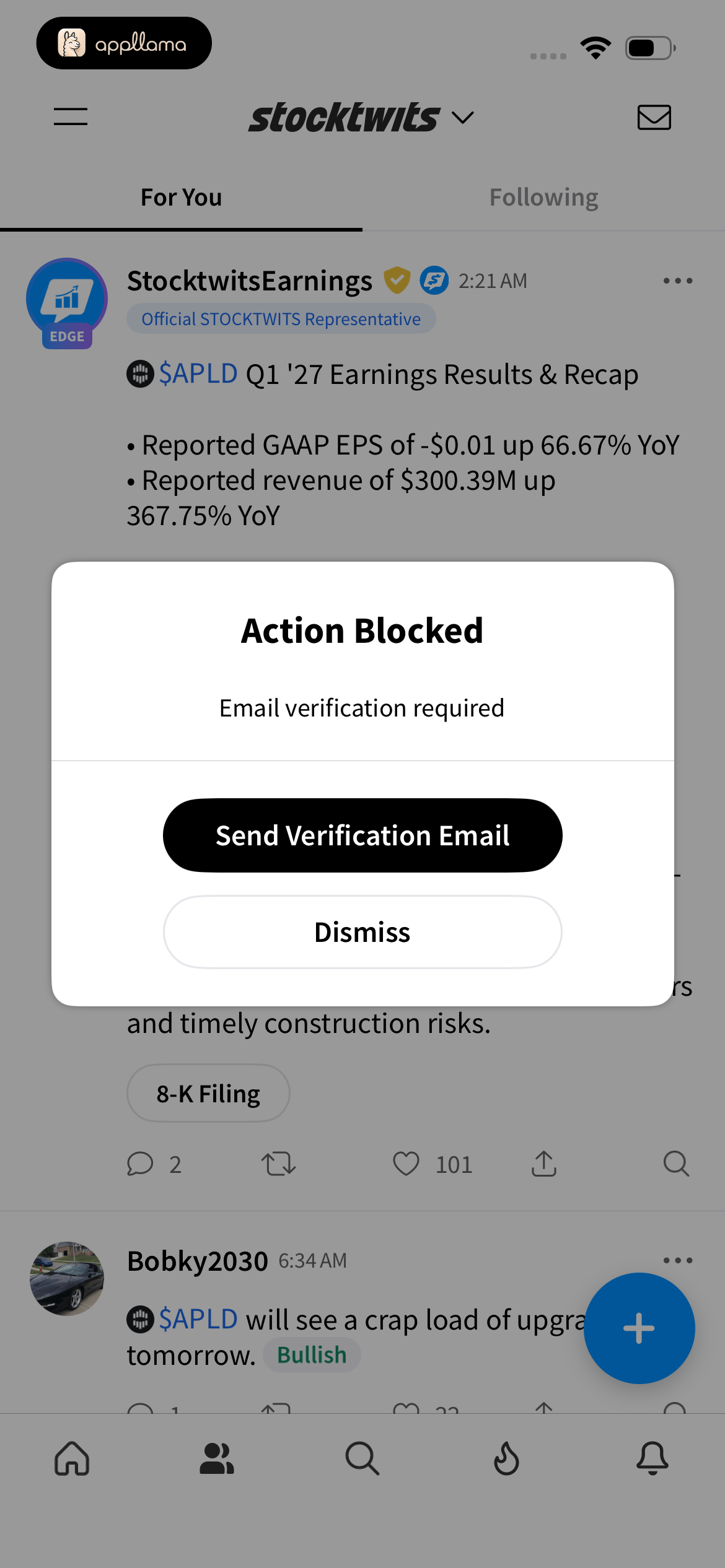 Action Blocked Alert