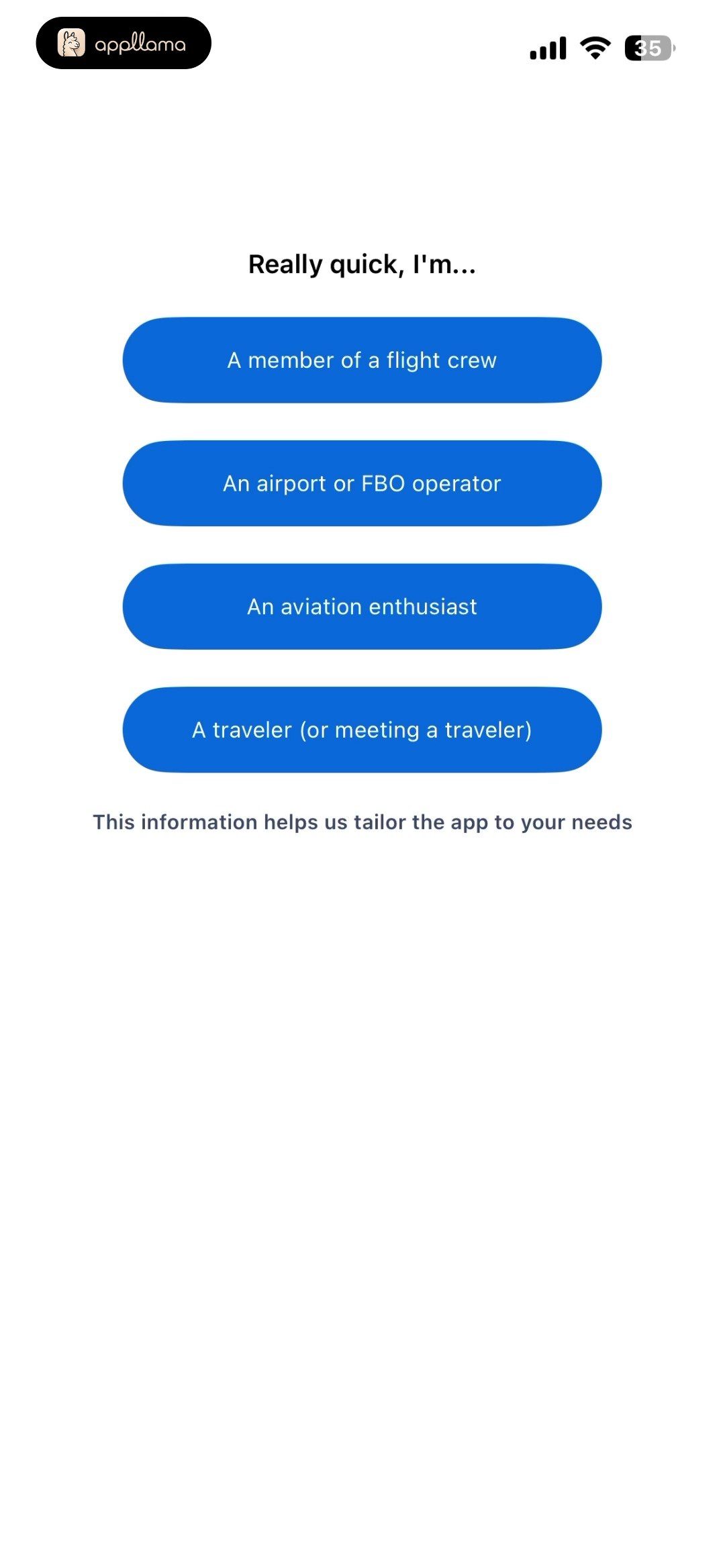 User Role Selection
