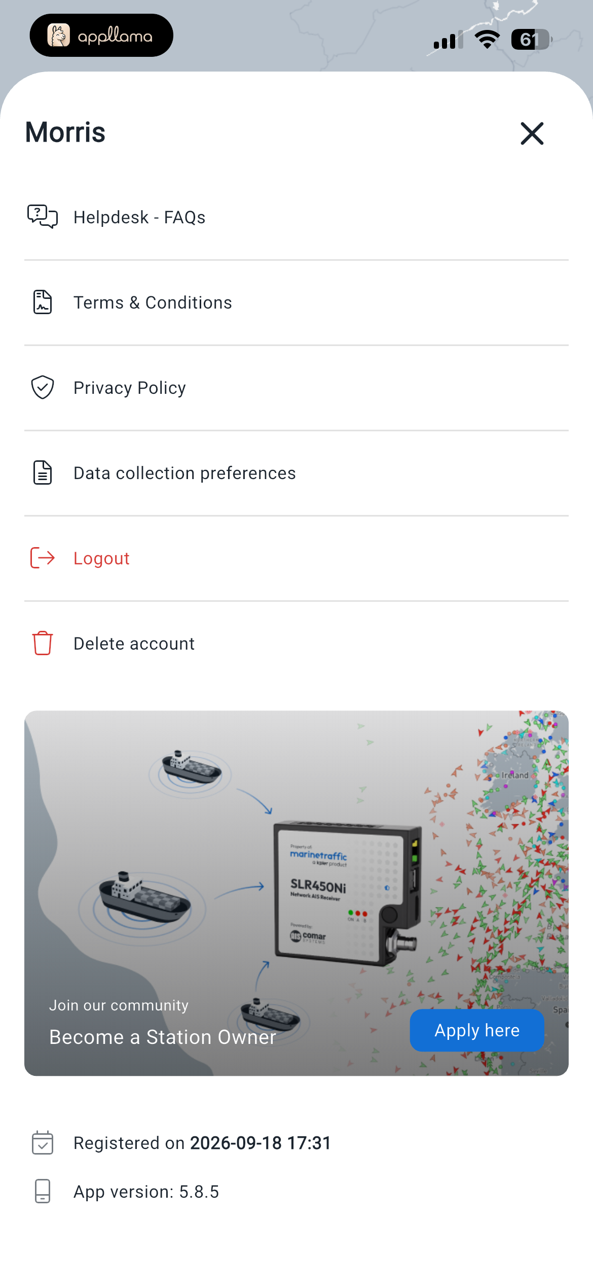Account Menu