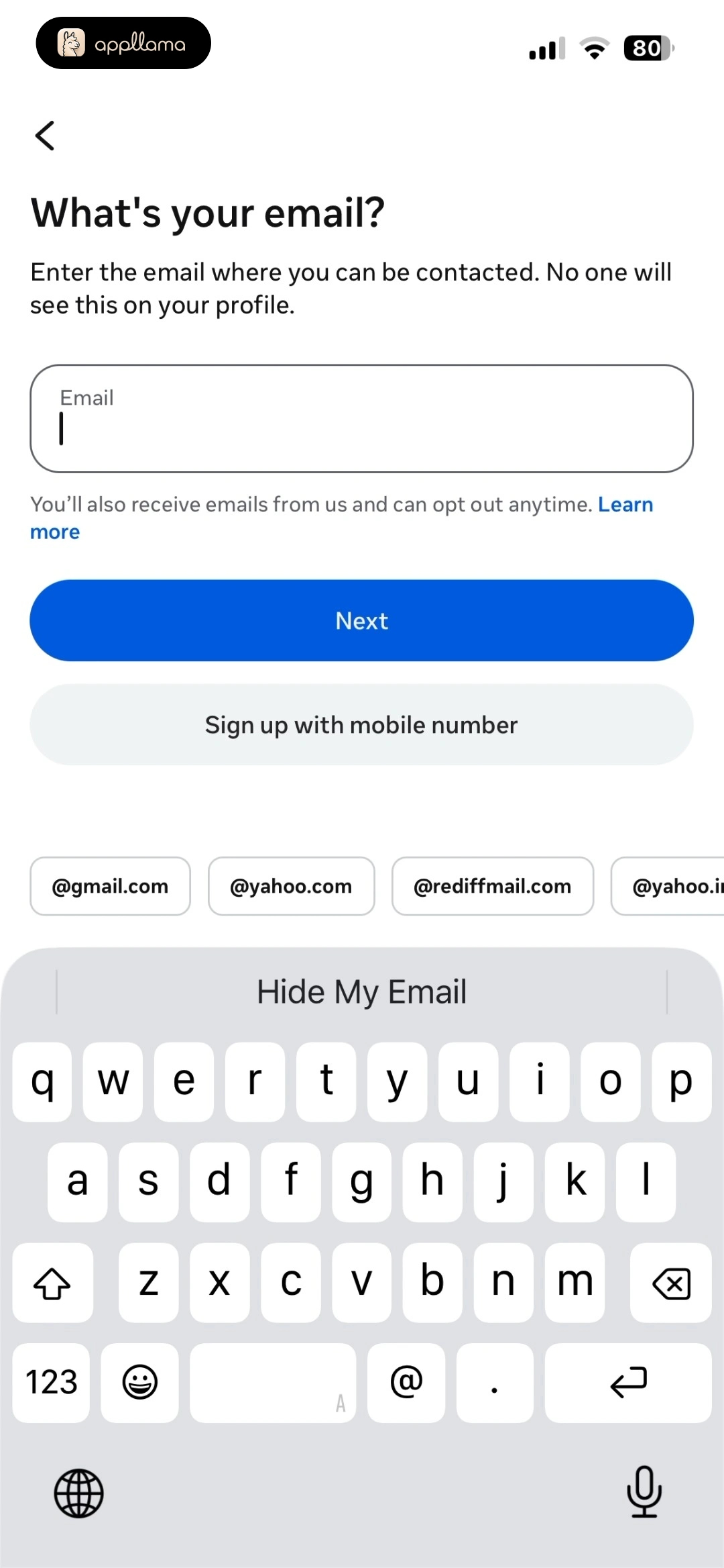 Email Entry - Typing