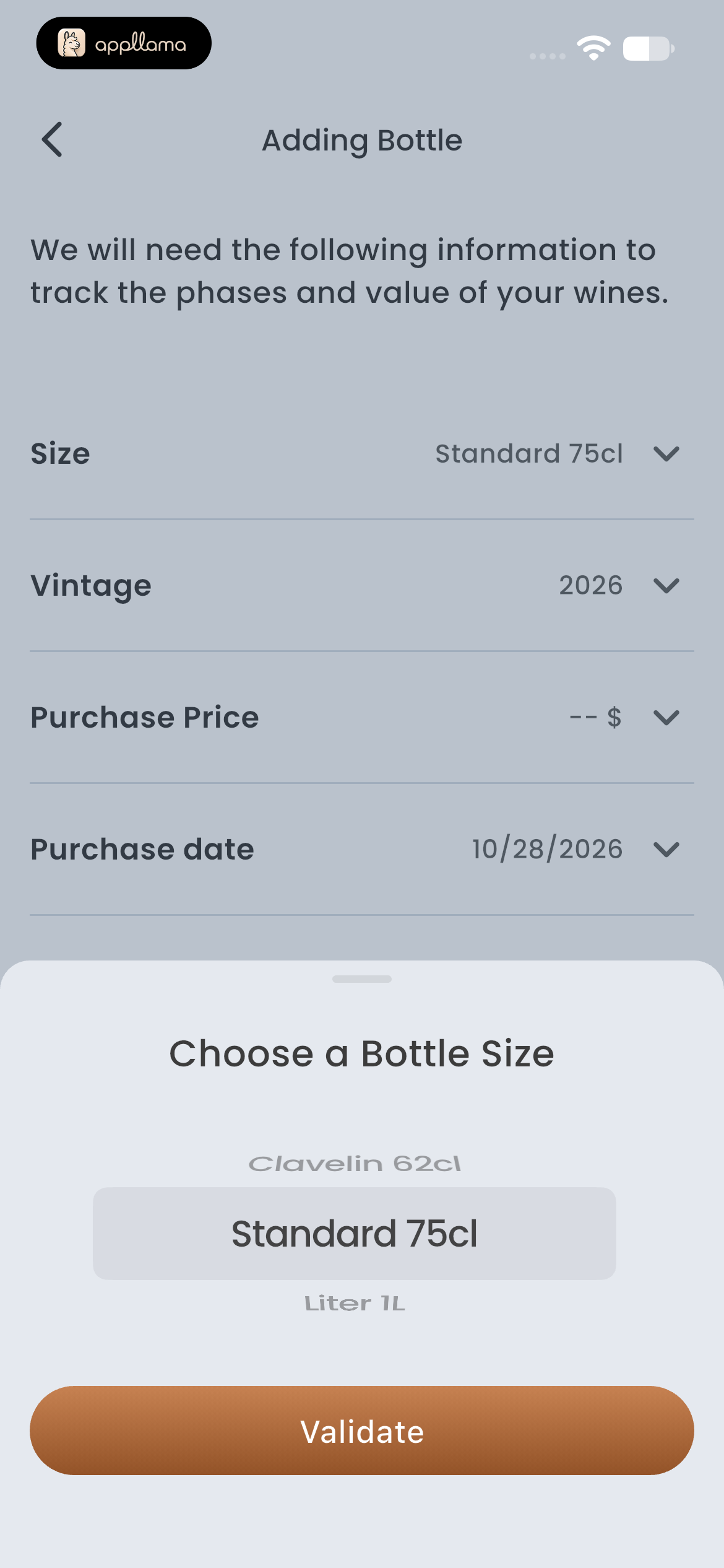 Bottle Size Picker