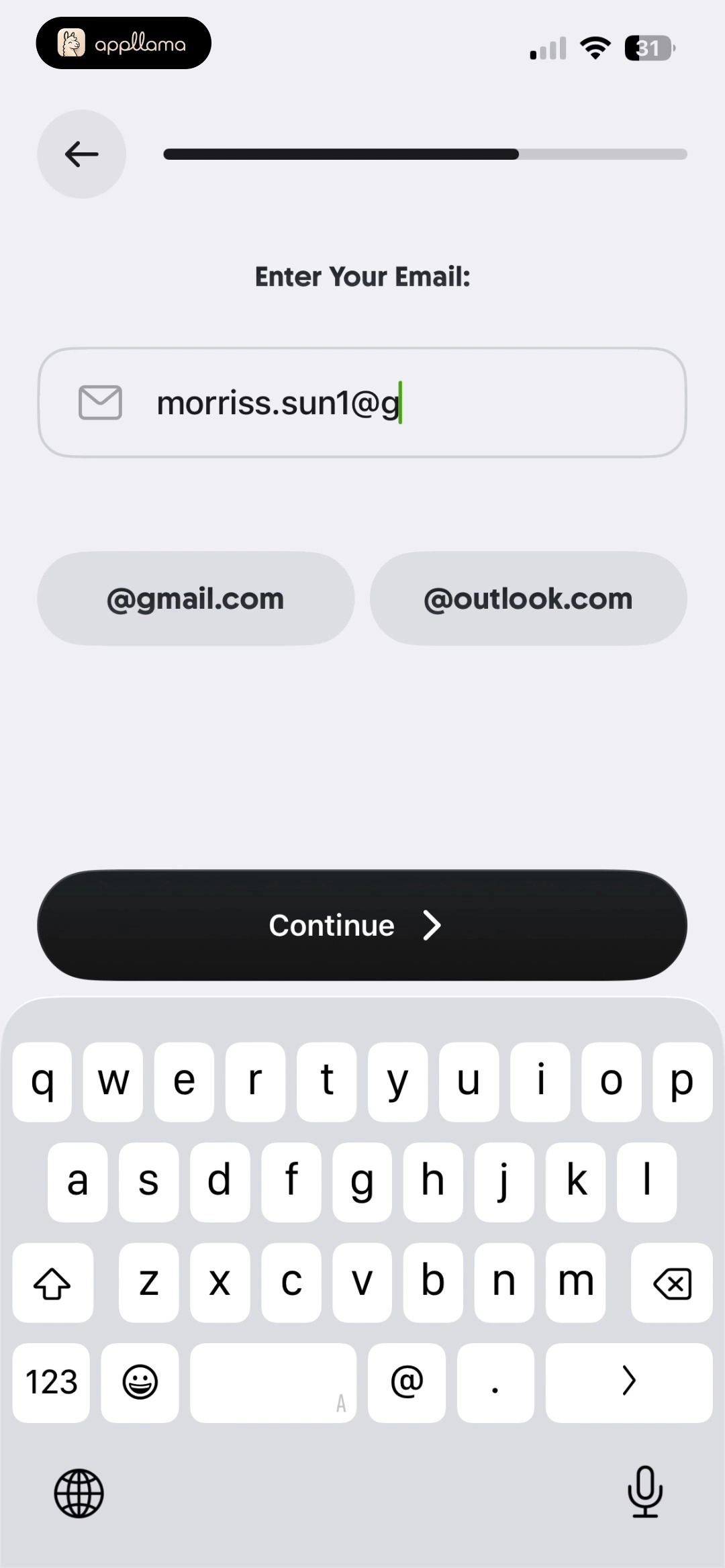 Email Address Entry