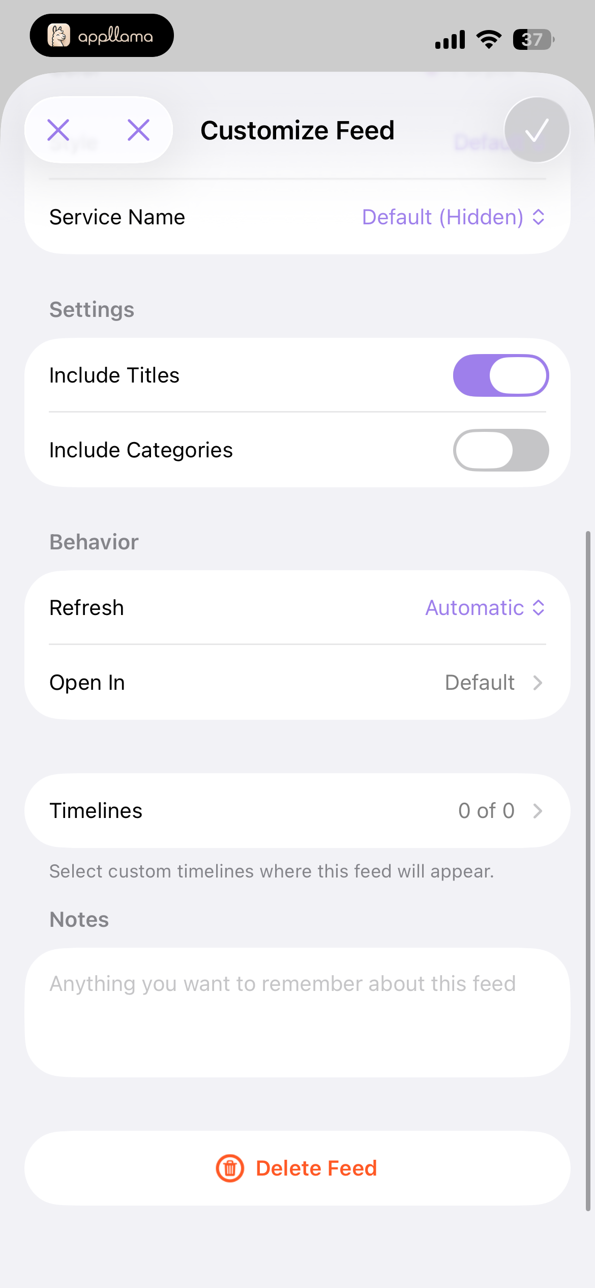 Feed Behavior Settings