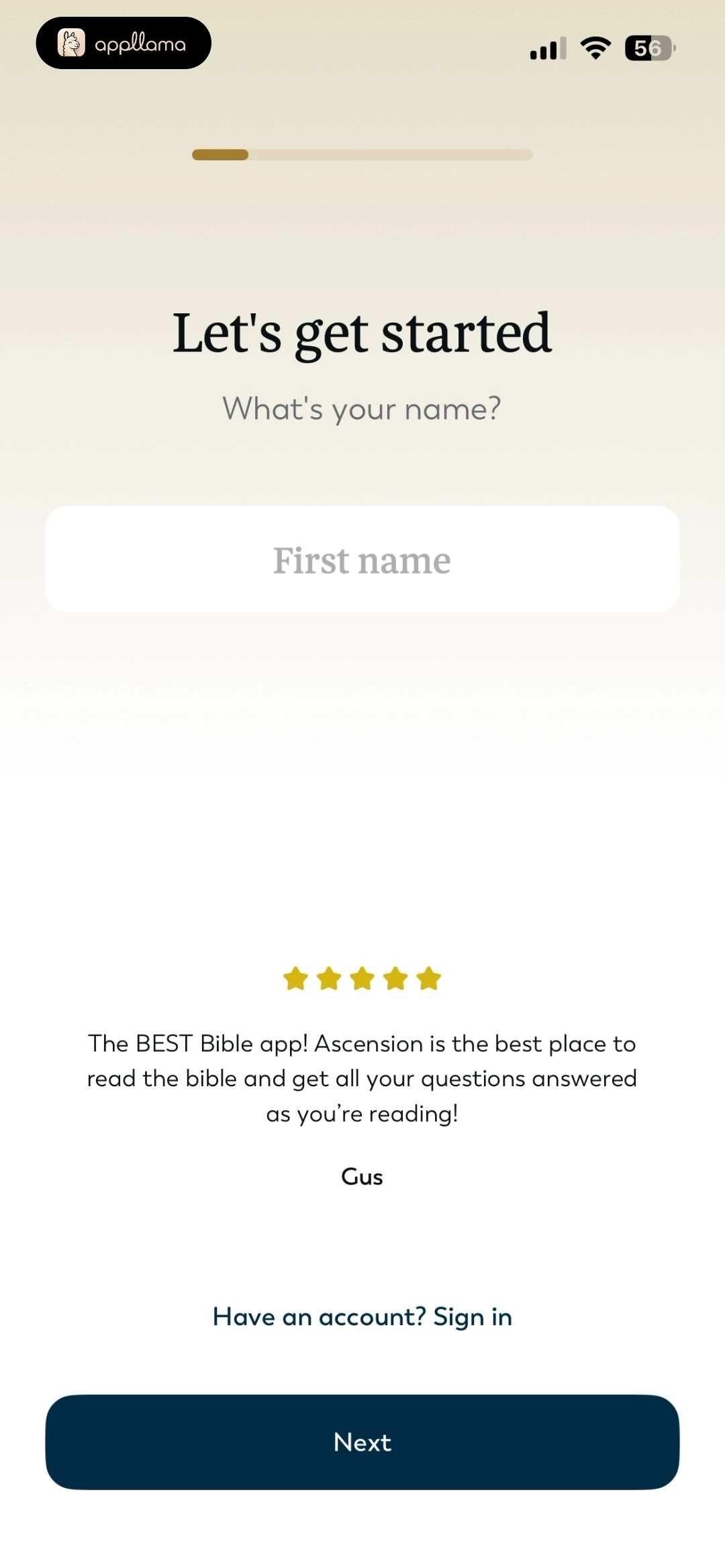 Onboarding Name Entry