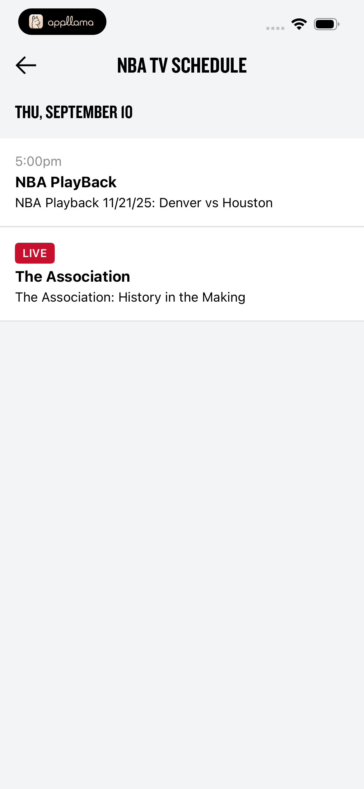 NBA TV Schedule