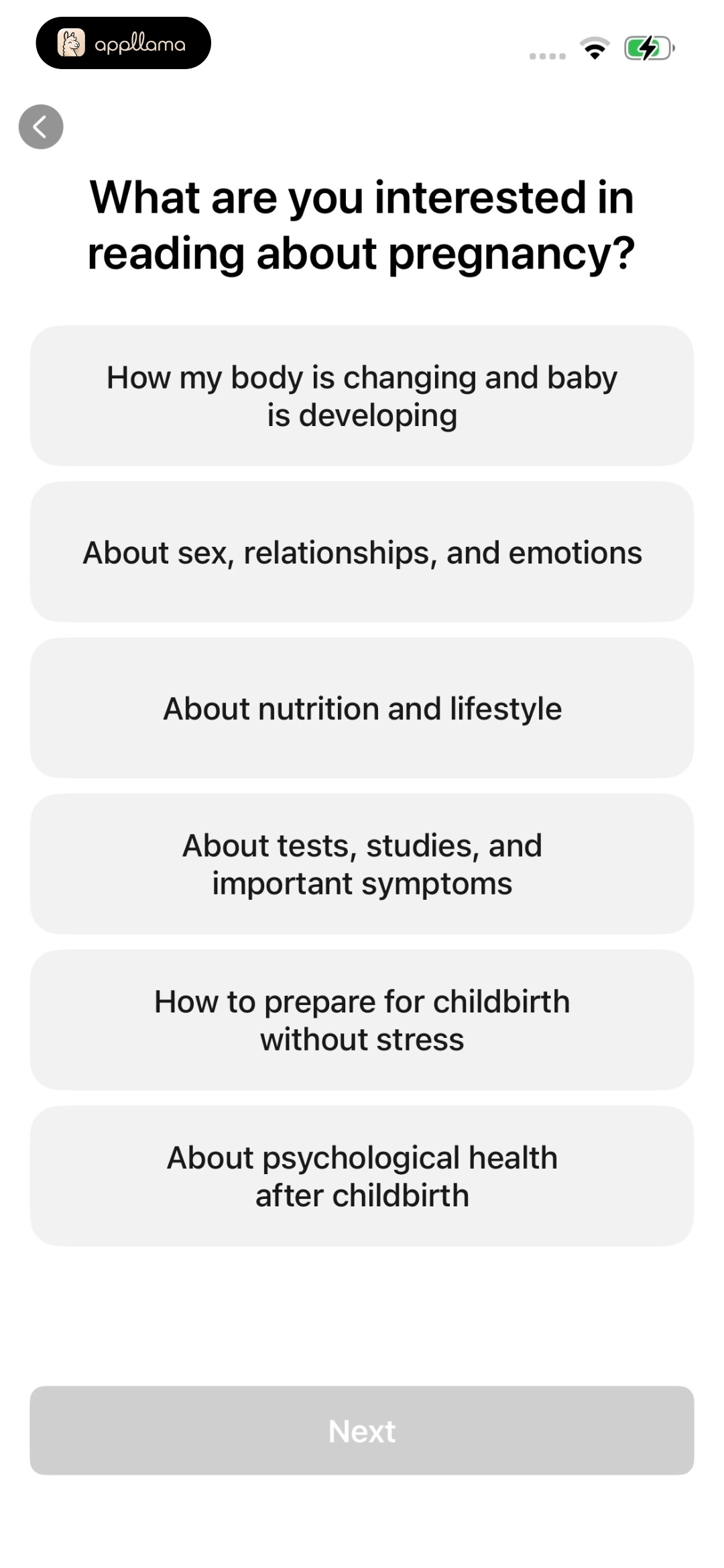 Pregnancy Topics Survey