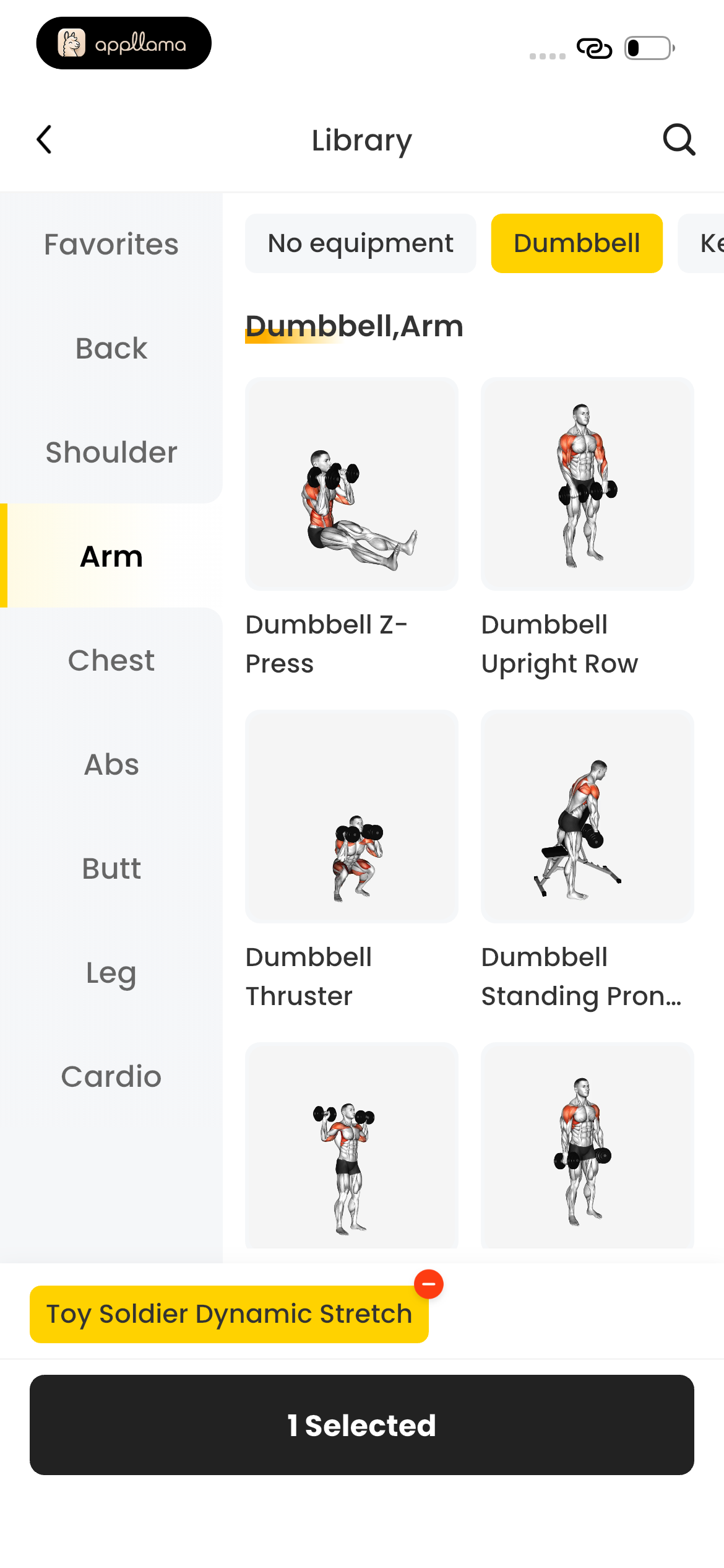 Exercise Selector - Arms