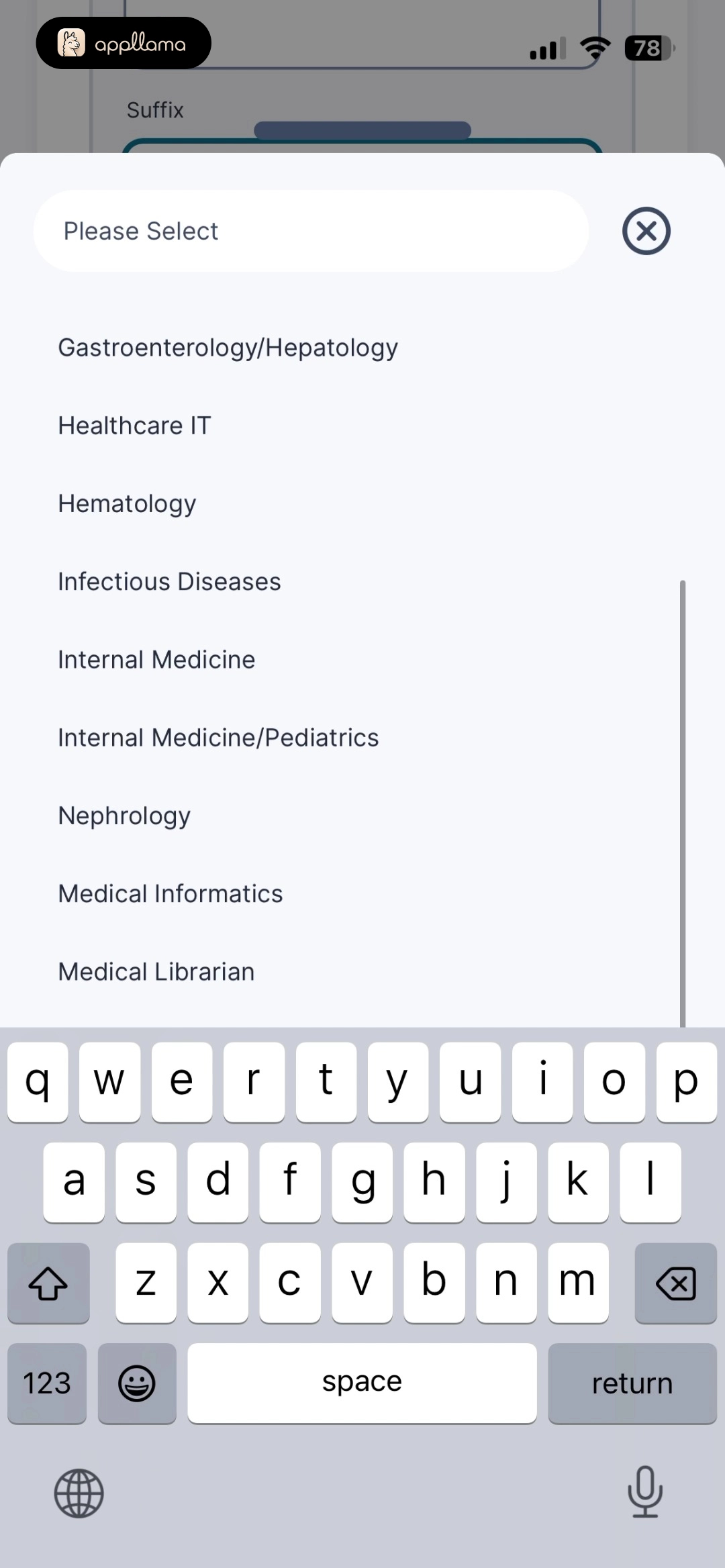 Specialty Picker Scrolled