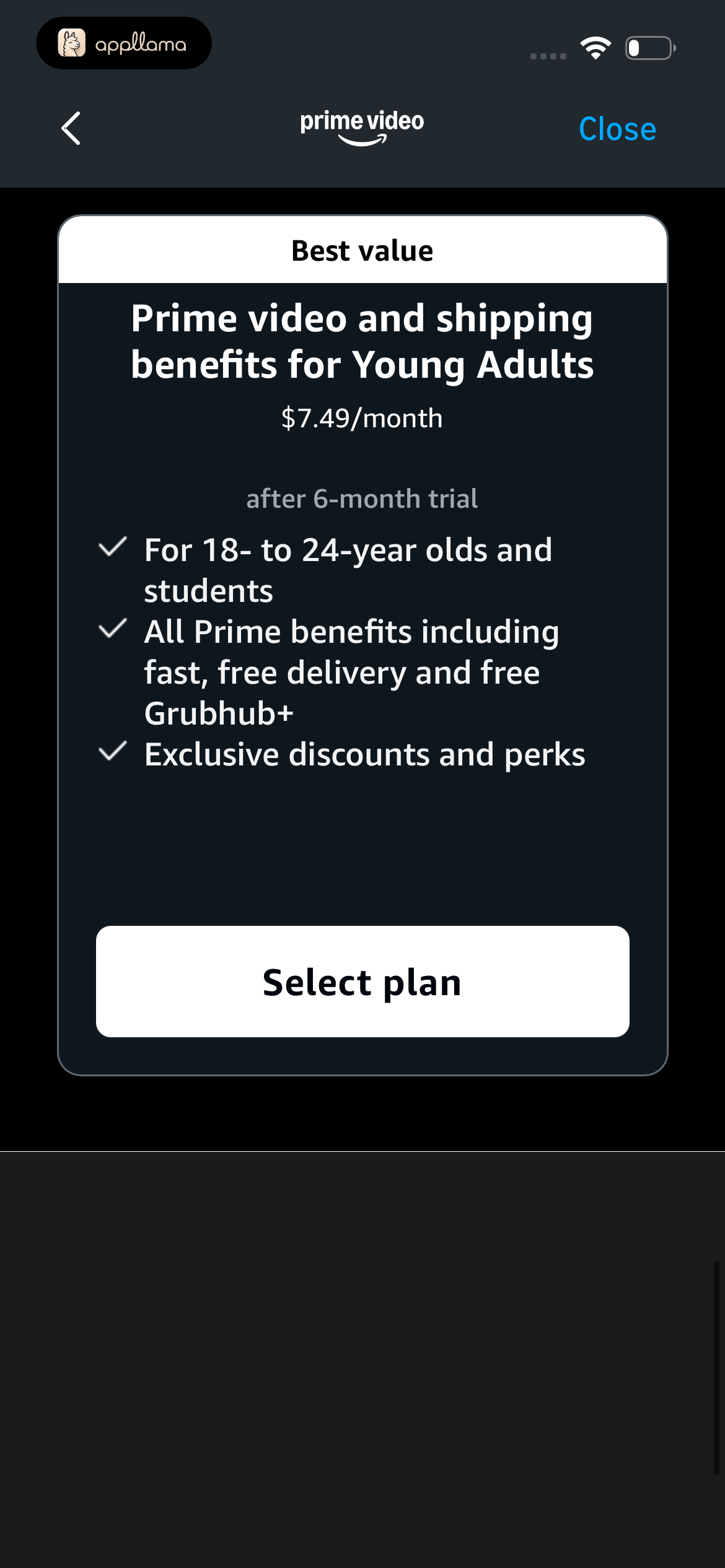 Young Adult Plan Offer