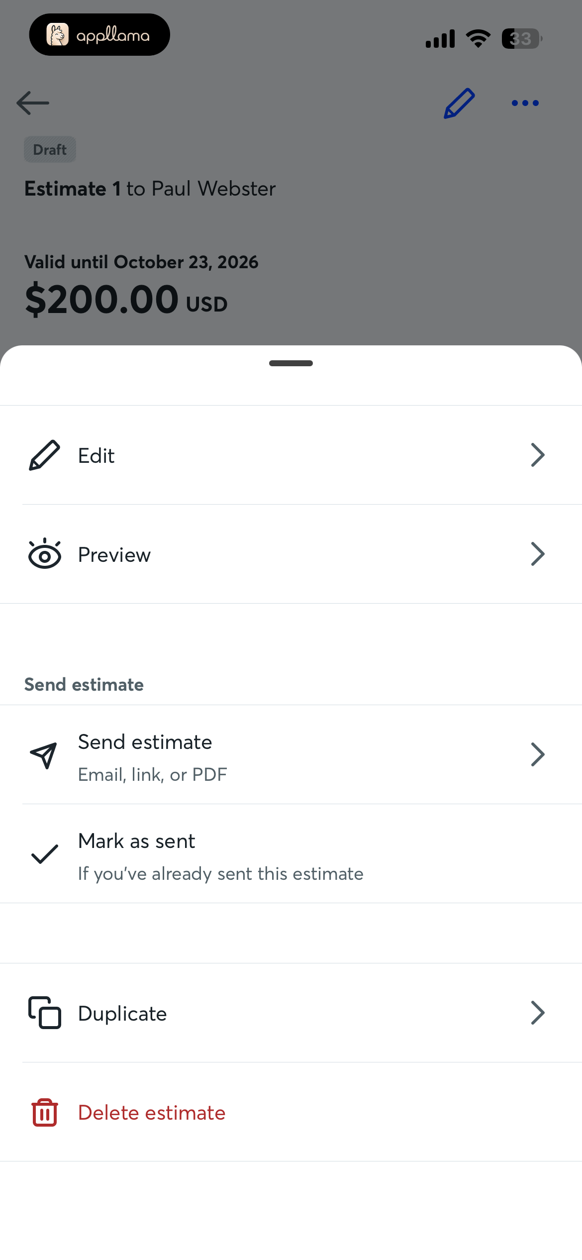 Estimate Actions