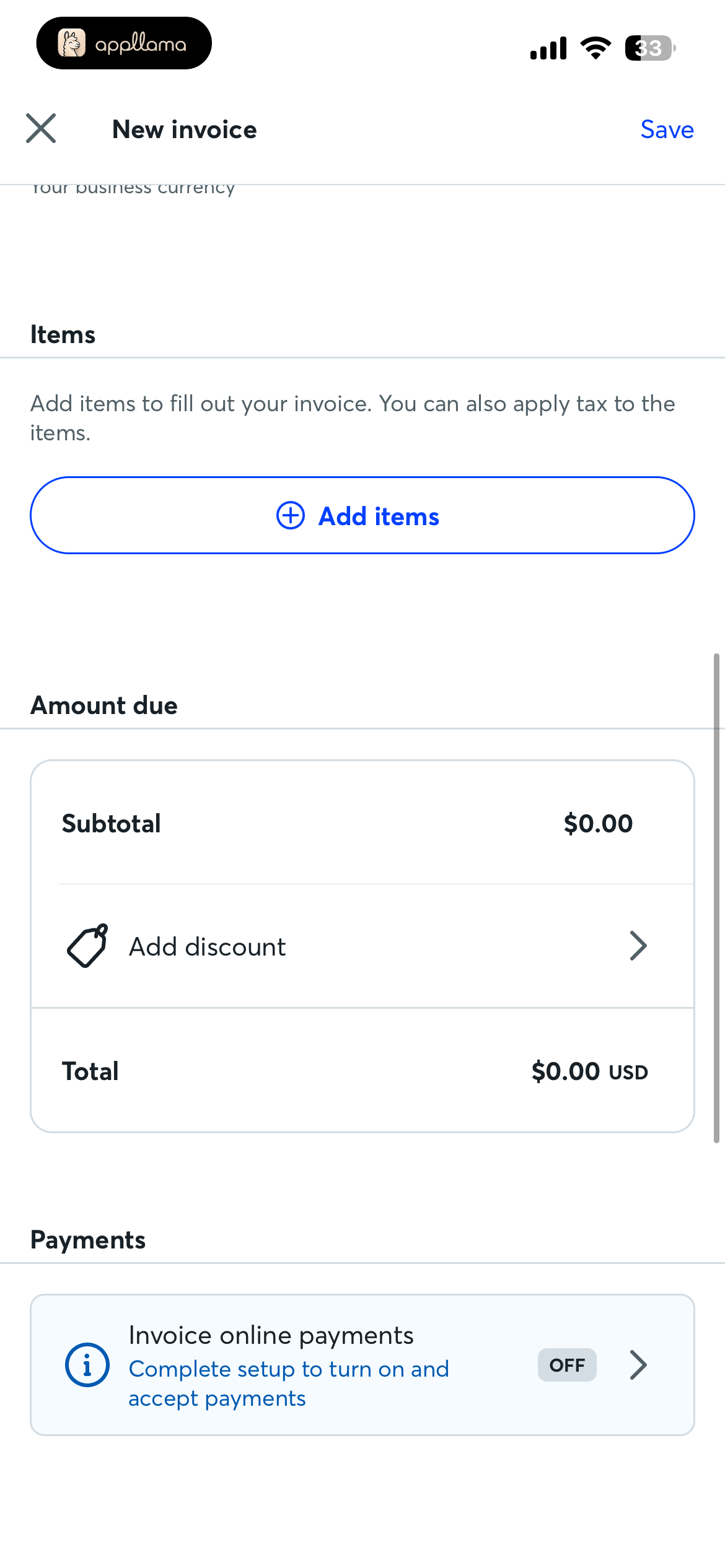Invoice Items & Payment