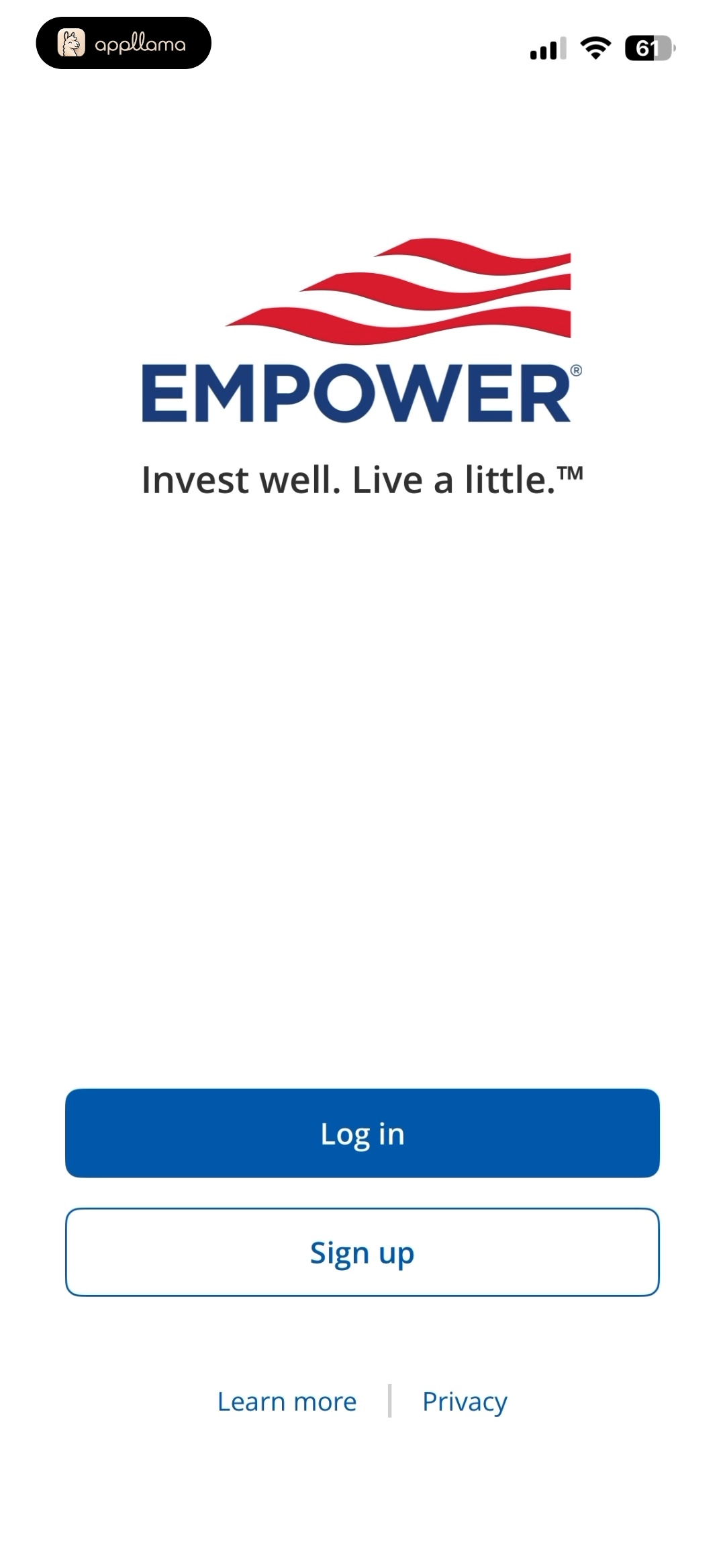 Welcome Login Screen