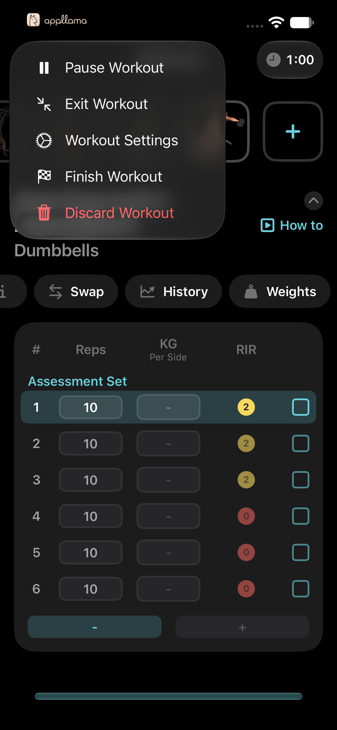 Active Workout Menu