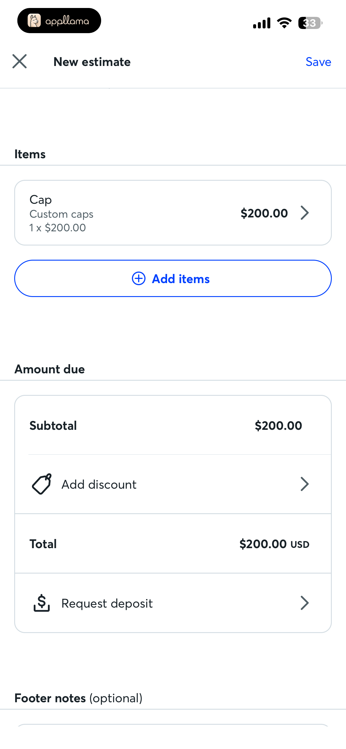 Estimate With Item