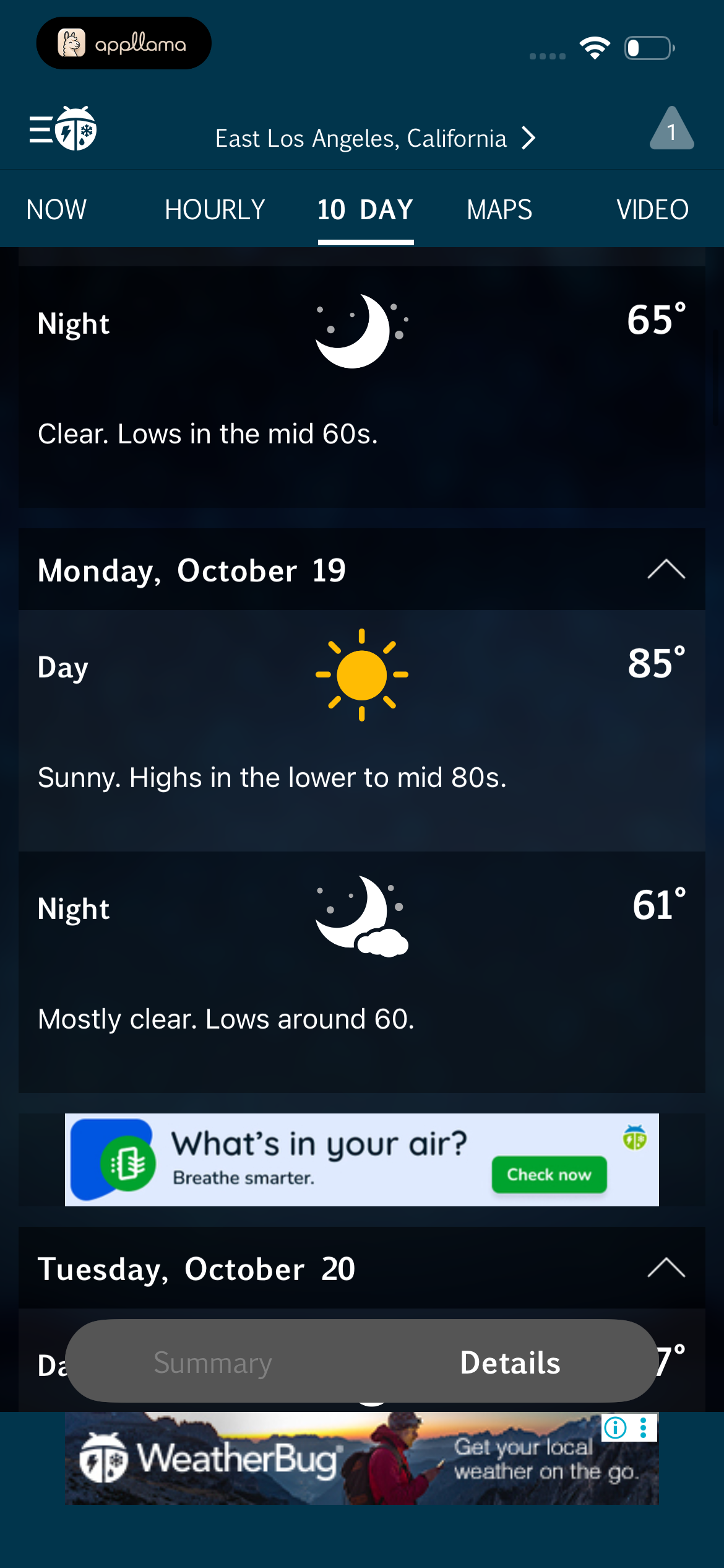 10 Day Forecast Details