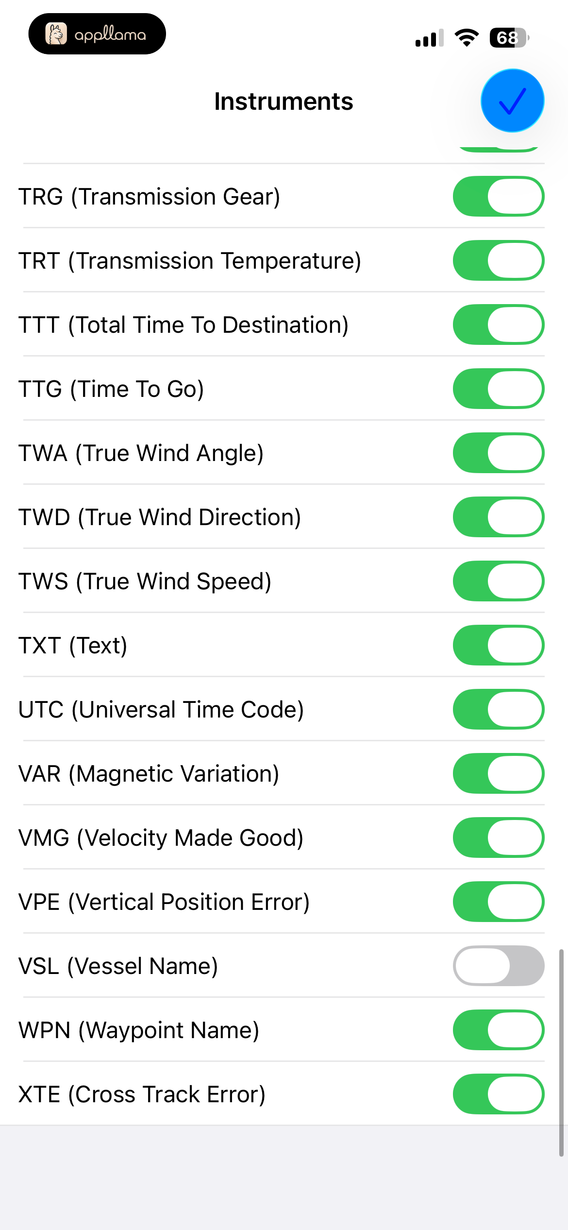 Instrument Settings