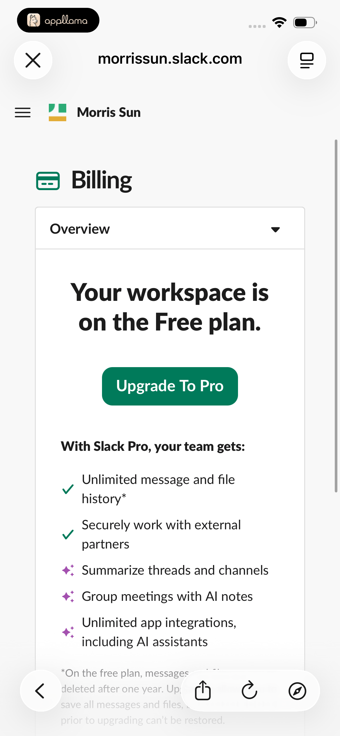 Free Plan Billing