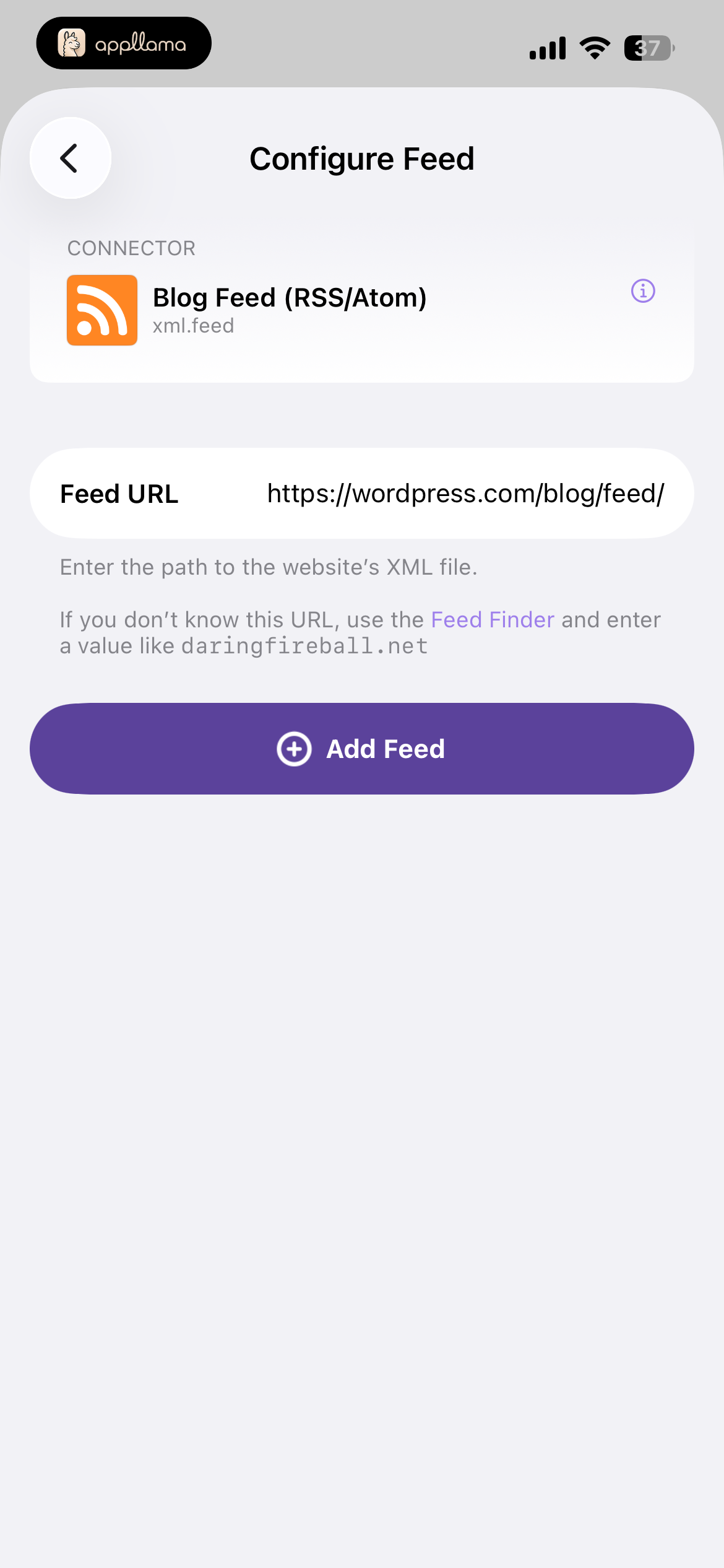 Configure Feed