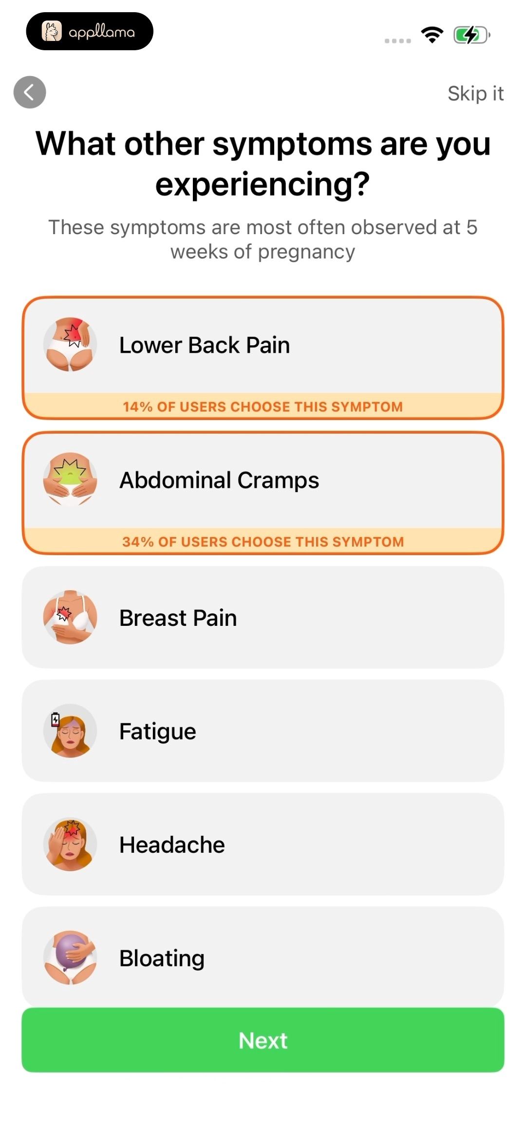 Symptoms Selection