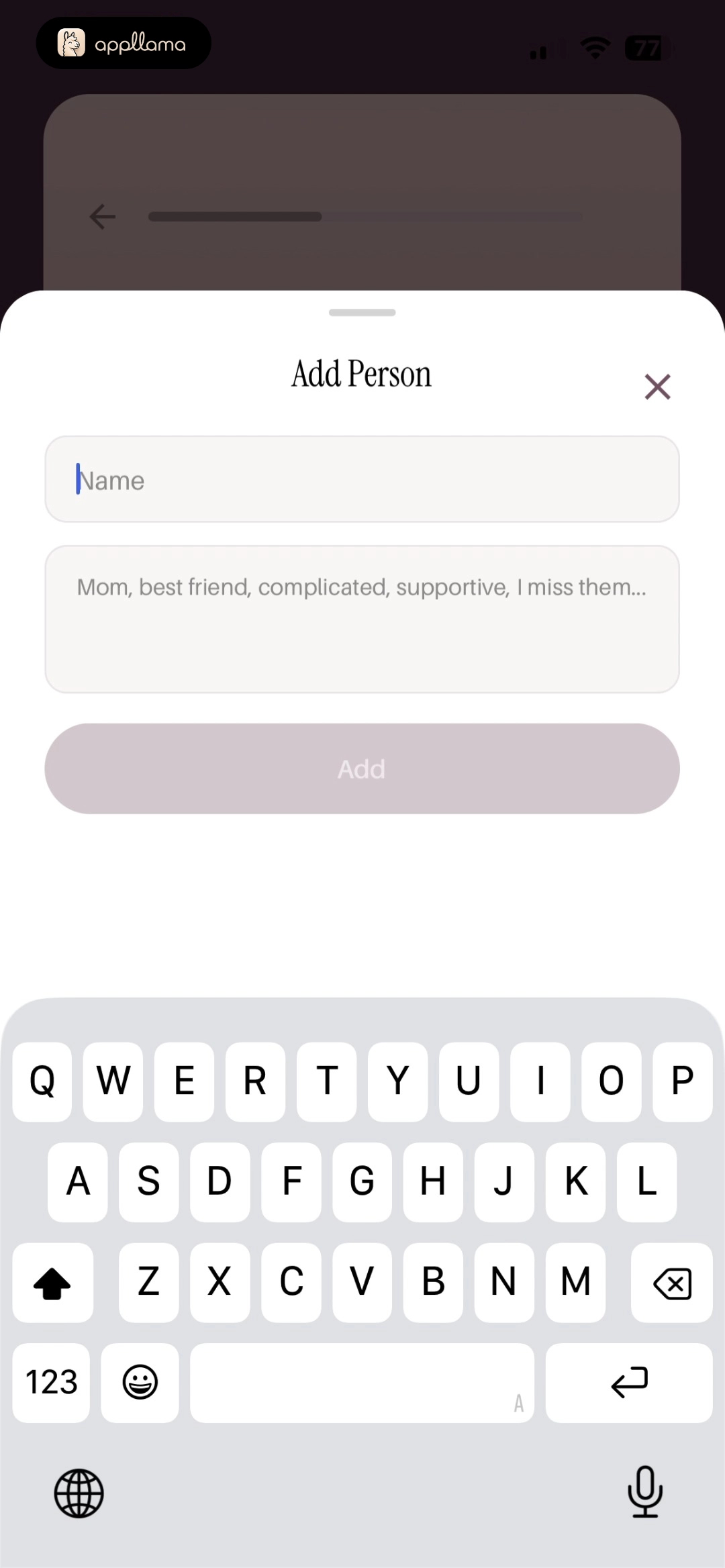 Add Person Sheet