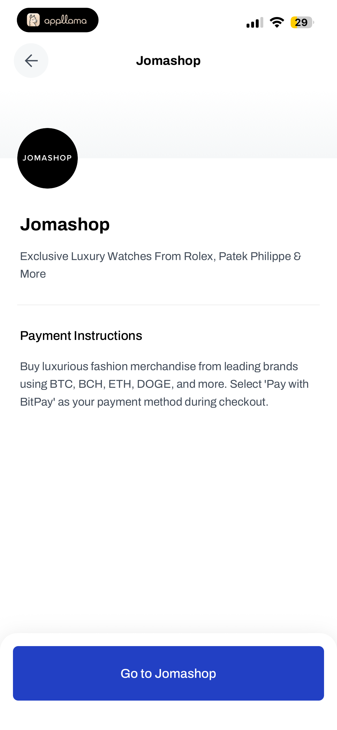 Jomashop Merchant Details