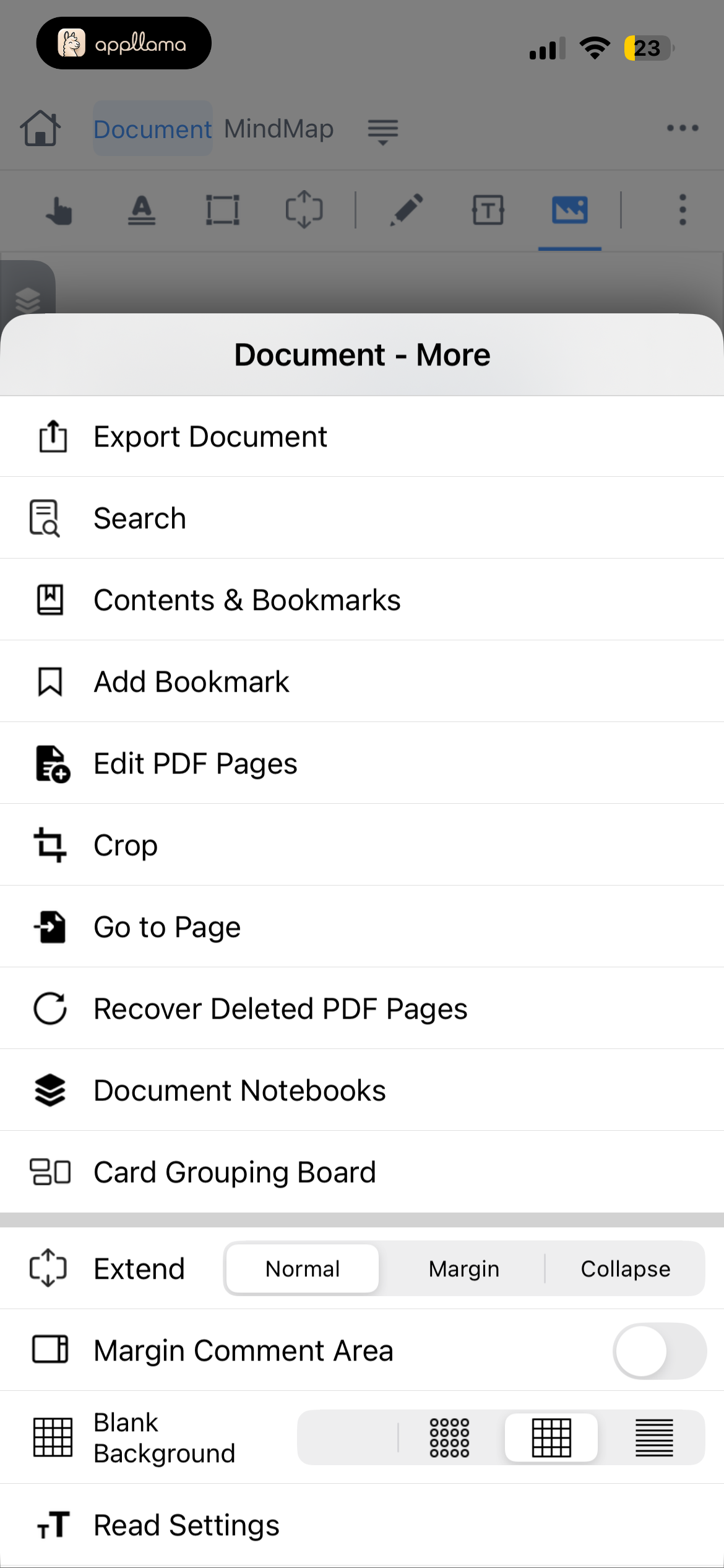 Document More Menu