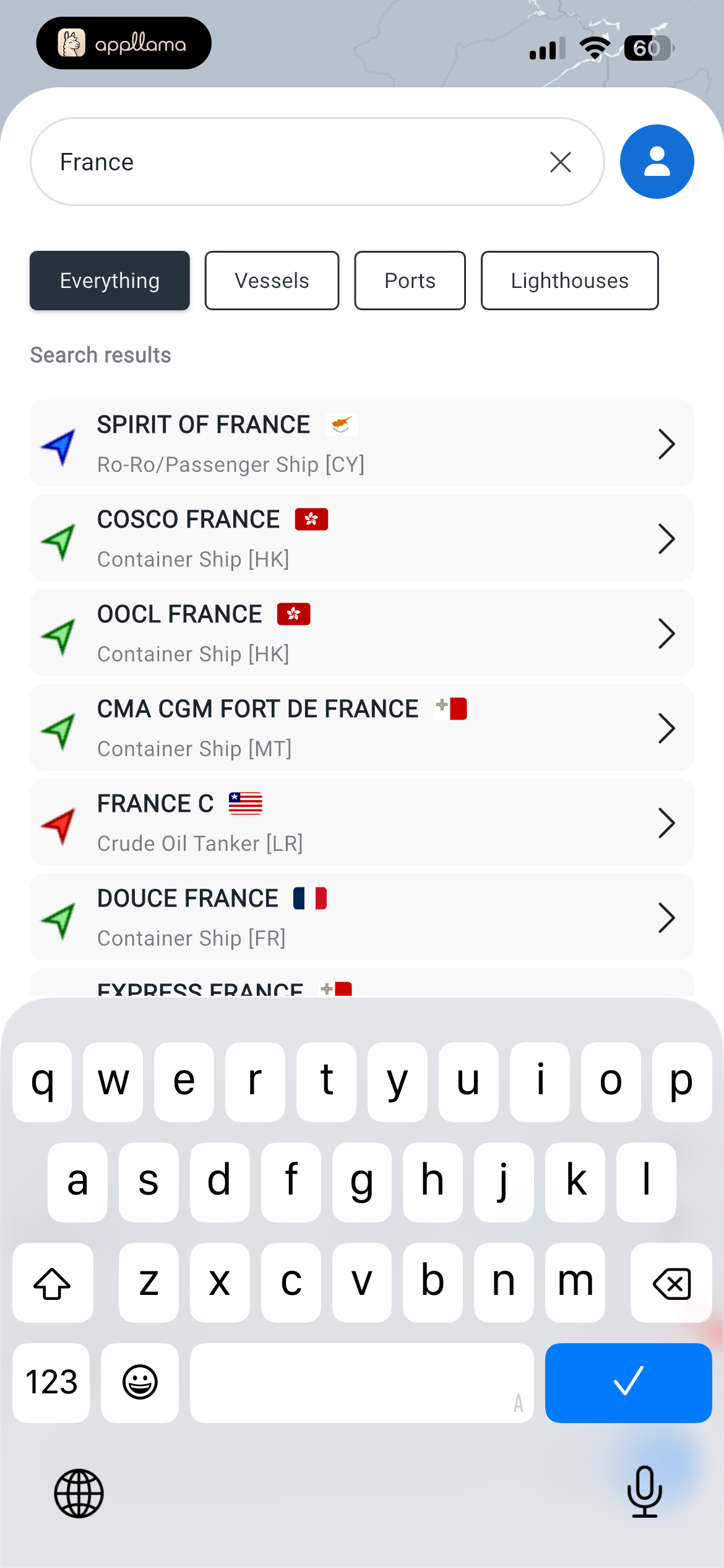 Vessel Search Results