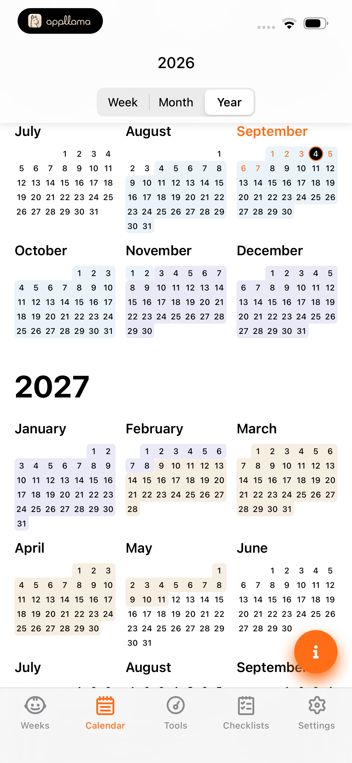Calendar Year View