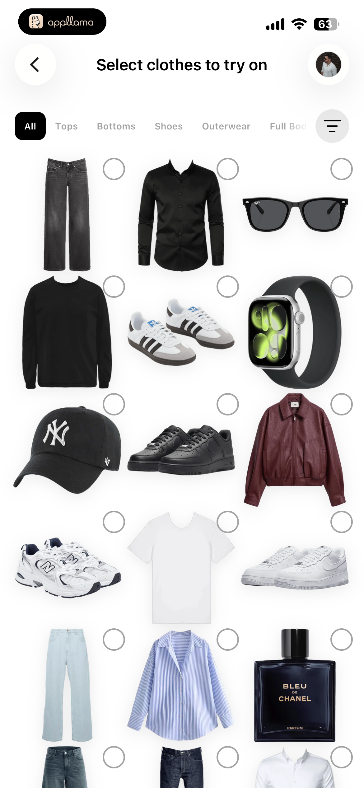 Select Try-On Clothes